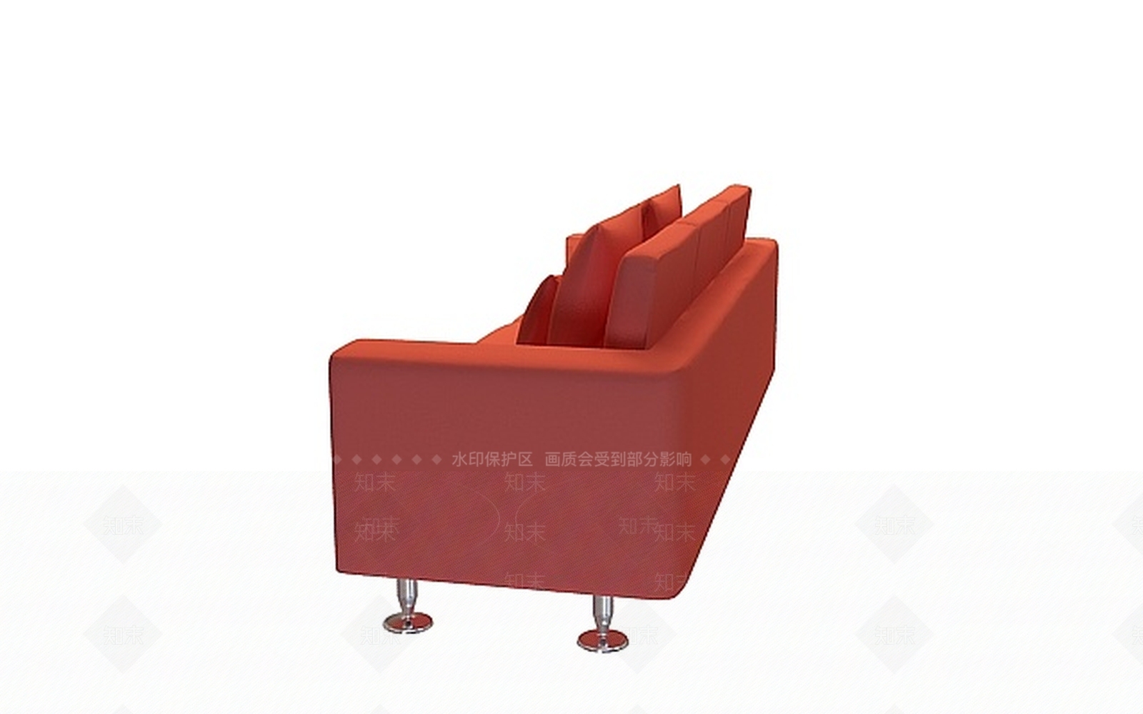 现代红色三人沙发3D模型下载【ID:1198468243】