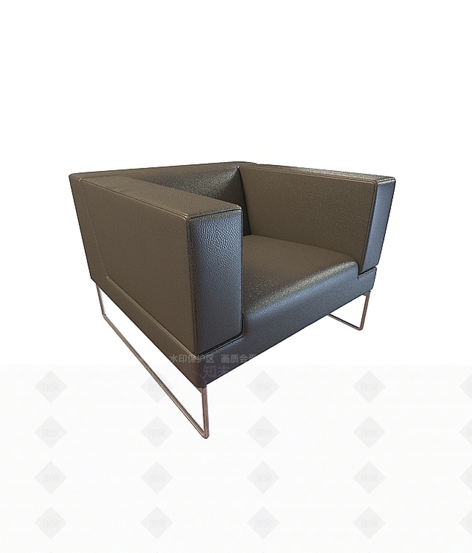 现代黑皮单人沙发3D模型下载【ID:1198468302】