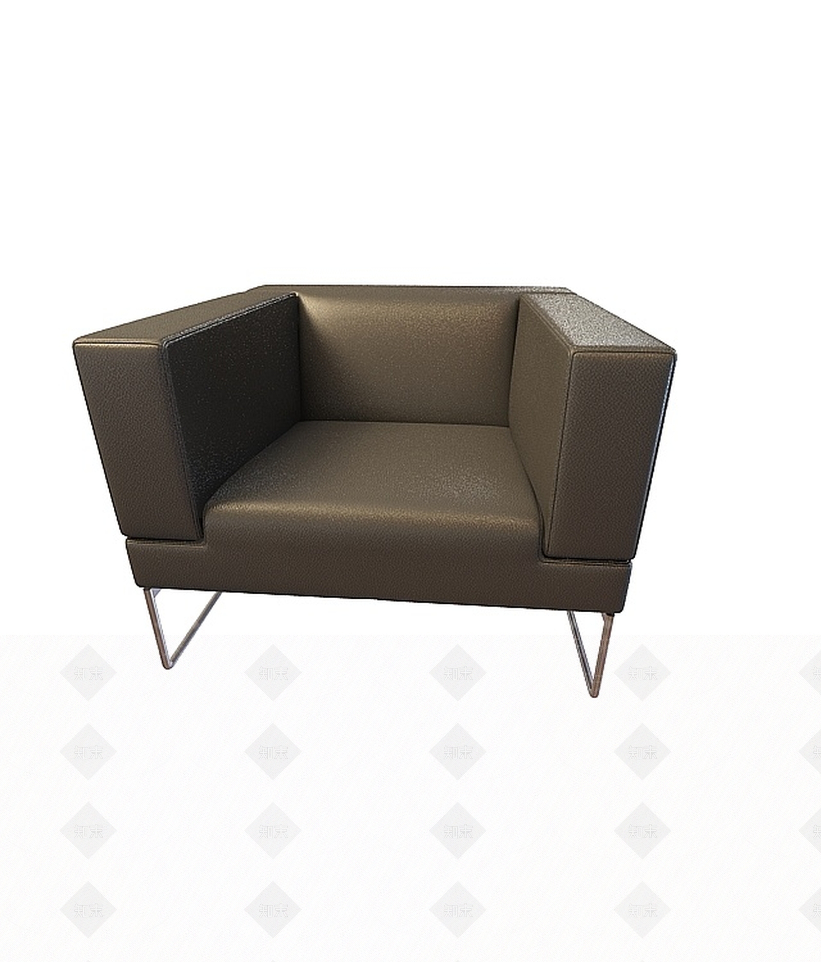 现代黑皮单人沙发3D模型下载【ID:1198468302】
