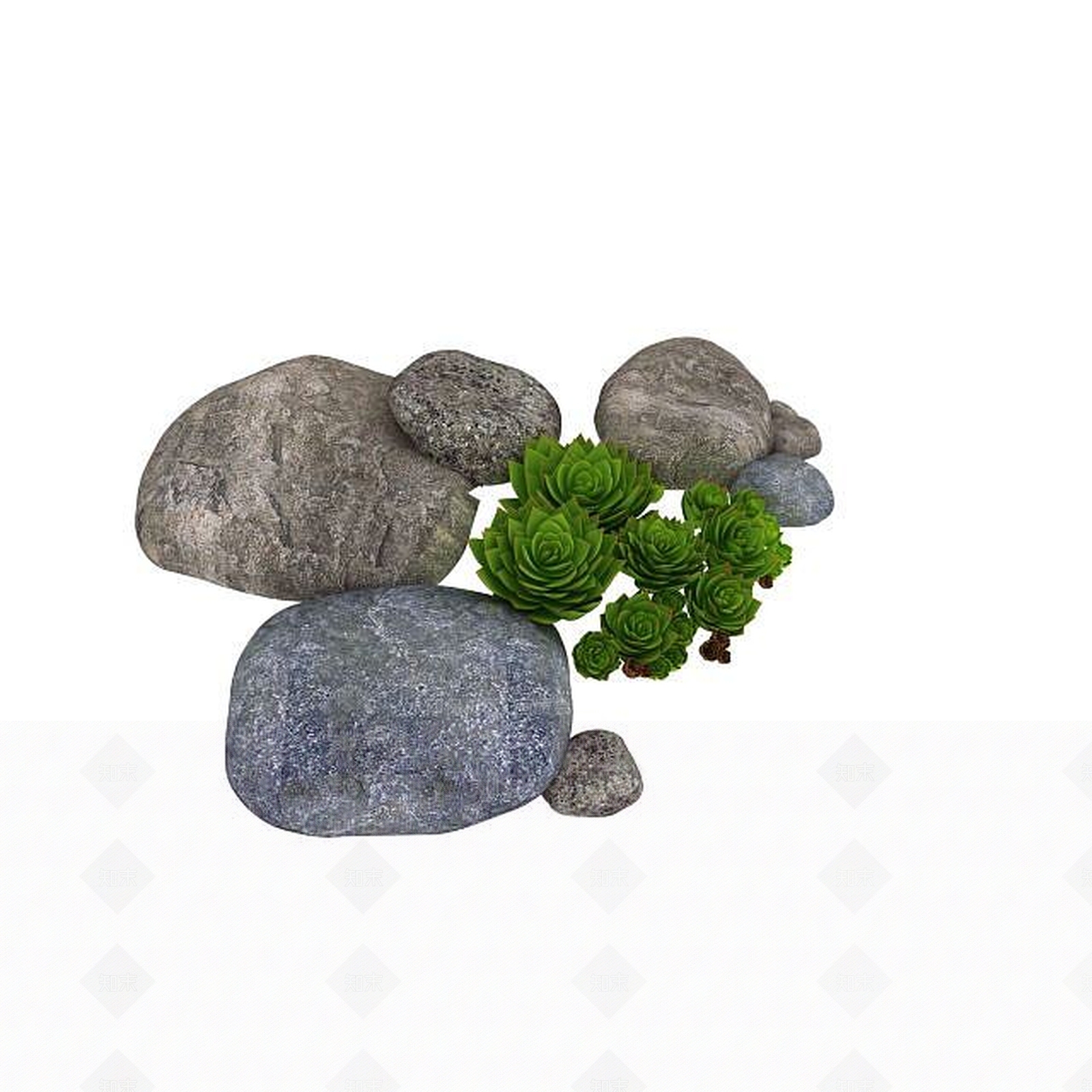 现代园林景观石头绿植3D模型下载【ID:1198468800】