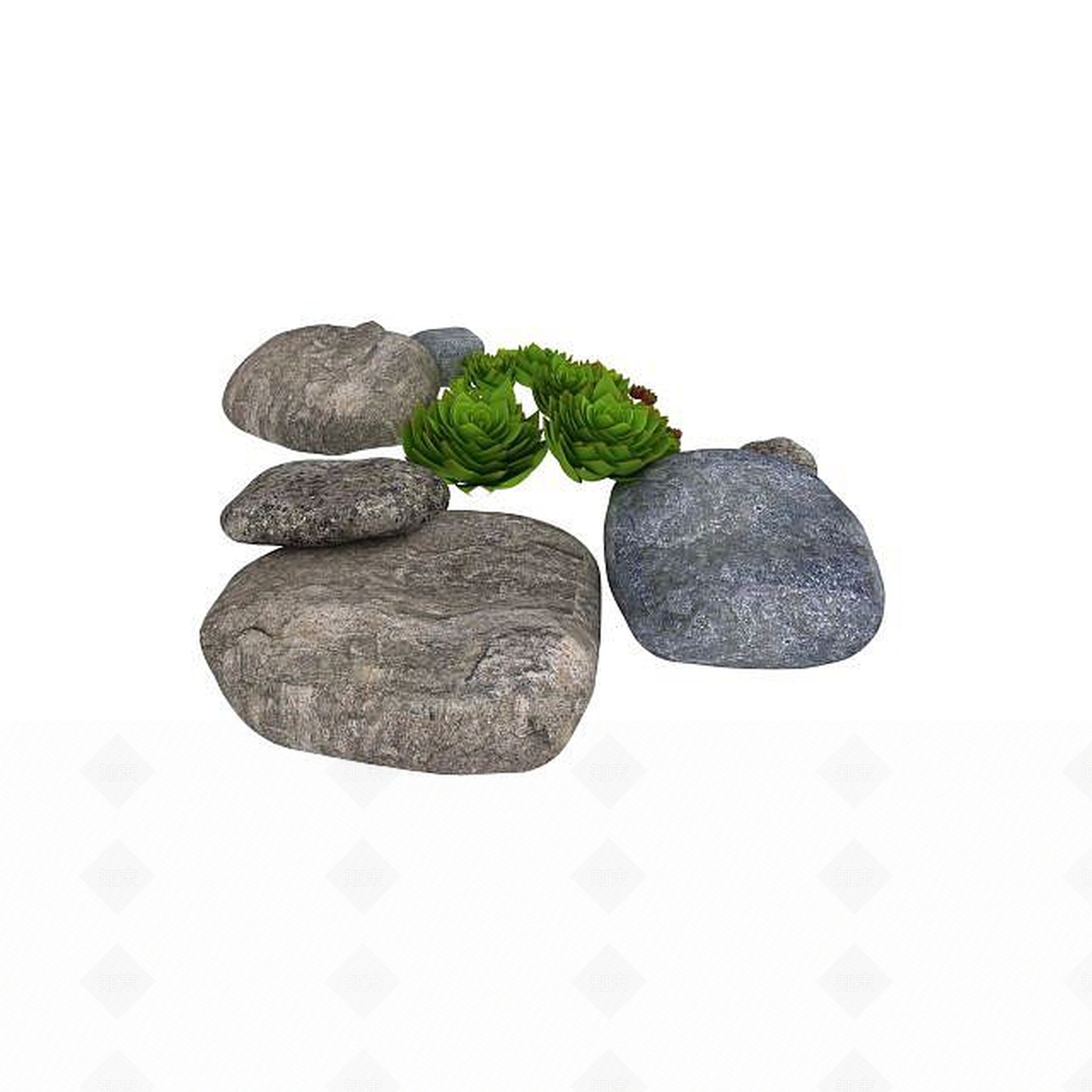 现代园林景观石头绿植3D模型下载【ID:1198468800】