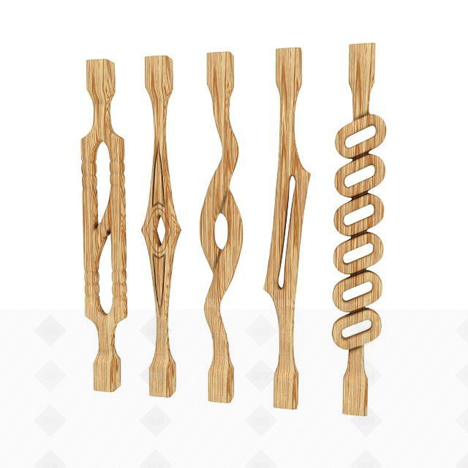 现代楼梯异形实木扶手3D模型下载【ID:1198468831】