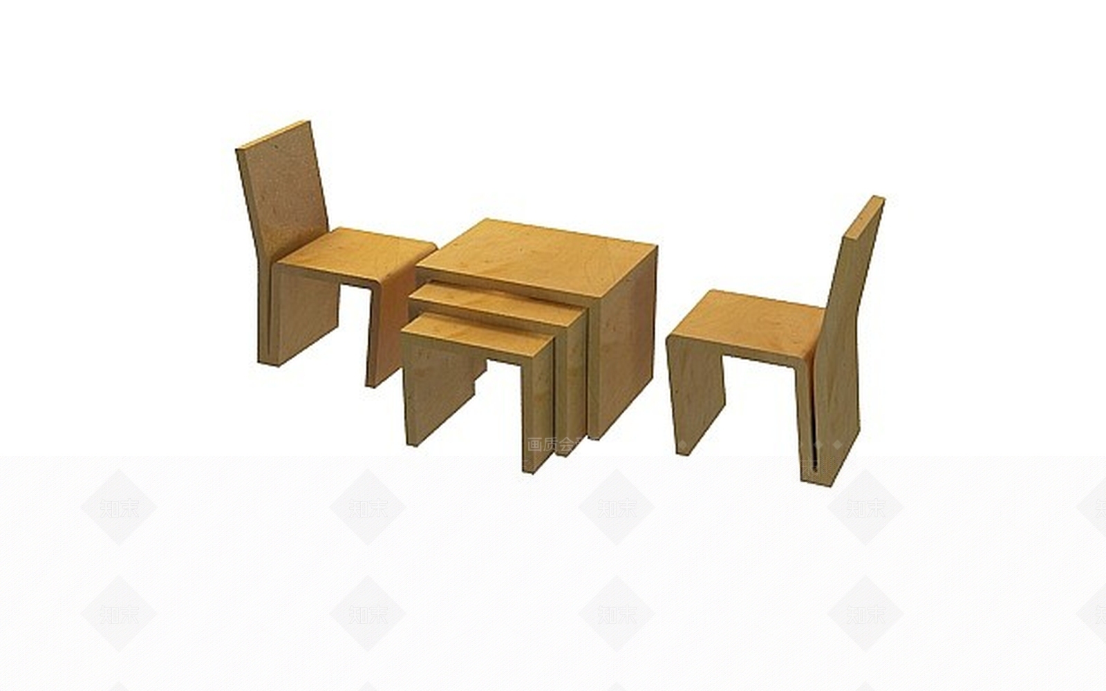 现代简单桌椅组合3D模型下载【ID:1198469467】