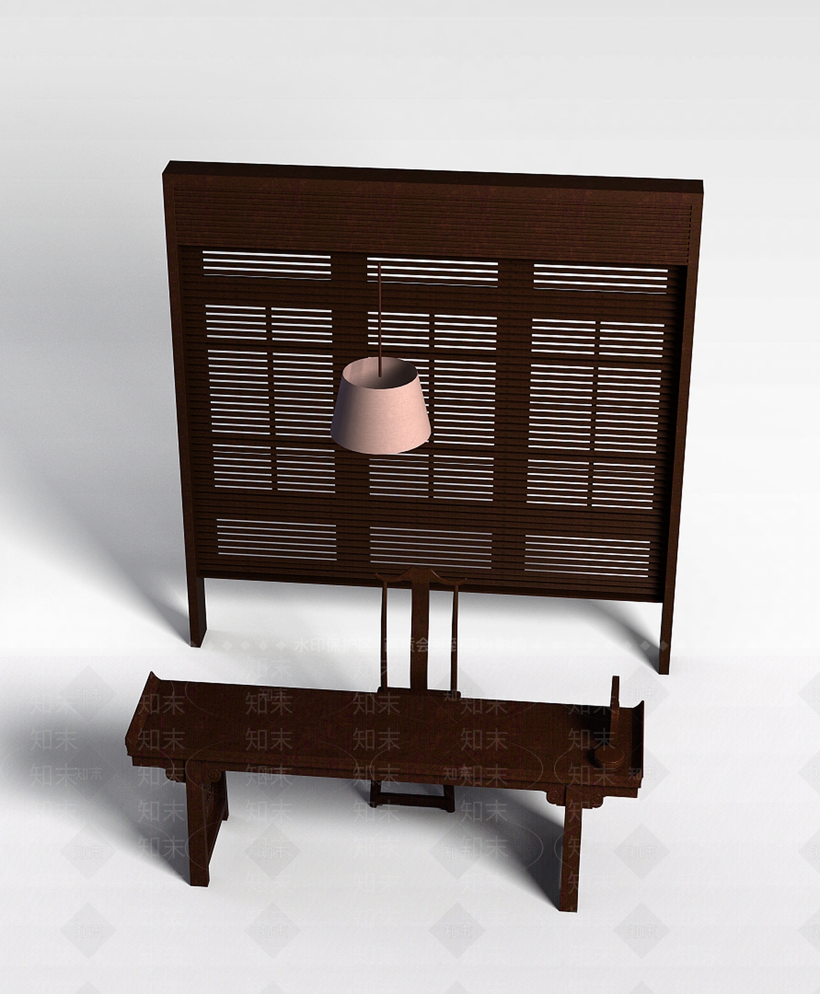 中式黑色实木桌3D模型下载【ID:1198469997】