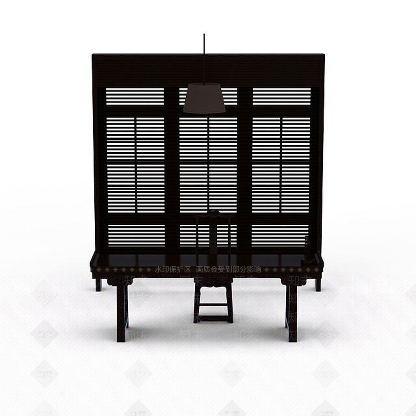 中式黑色实木桌3D模型下载【ID:1198469997】