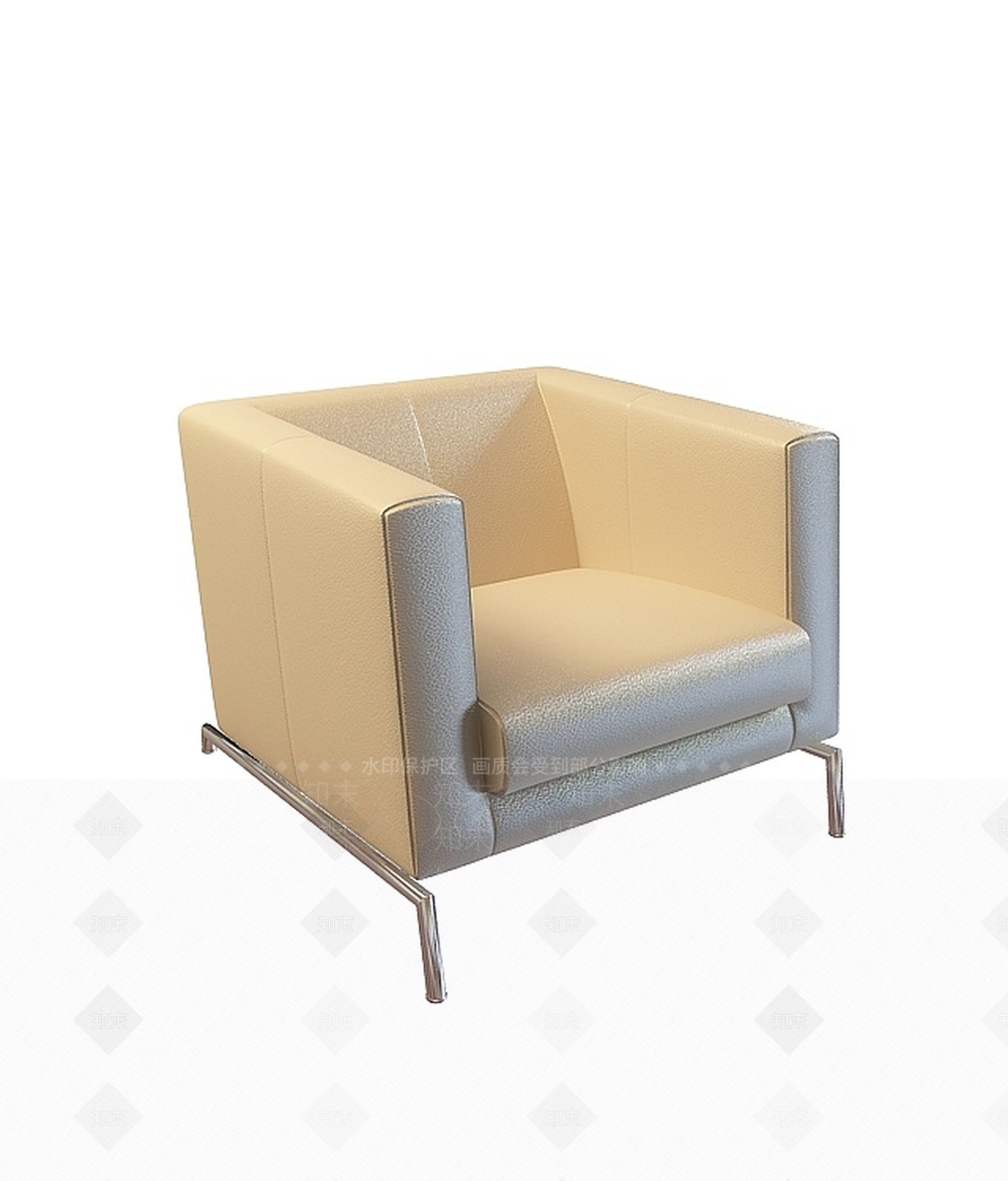 现代皮质单人沙发3D模型下载【ID:1198470560】