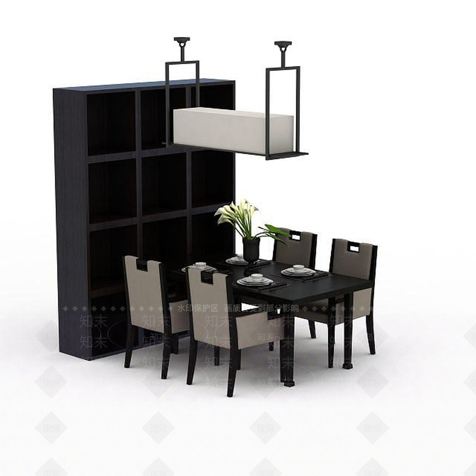 新中式桌椅组合3D模型下载【ID:1198470626】