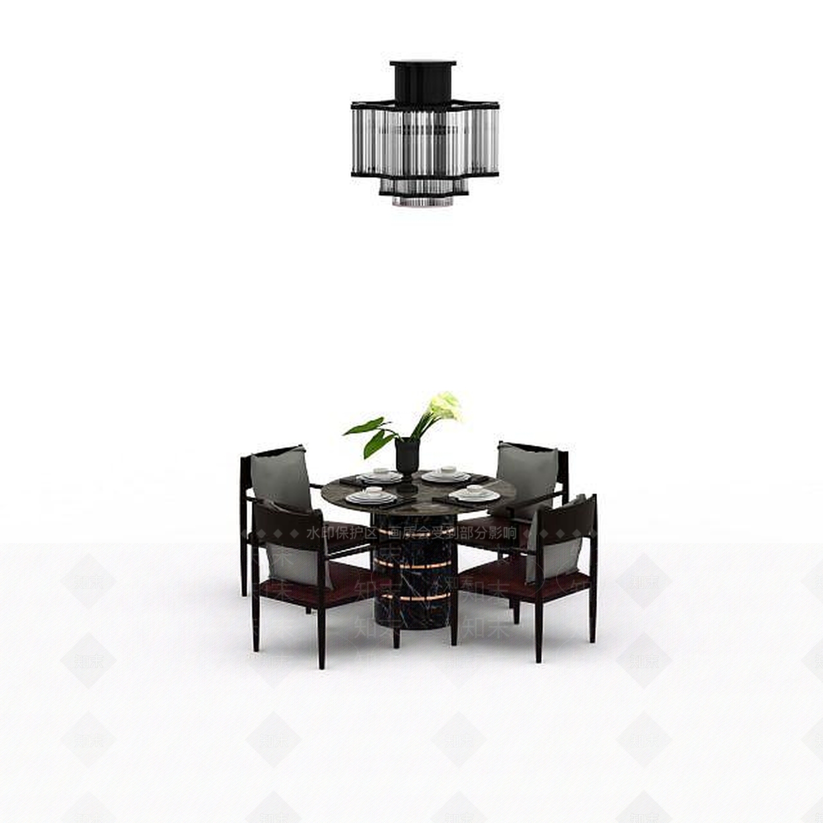 新中式餐桌3D模型下载【ID:1198470810】