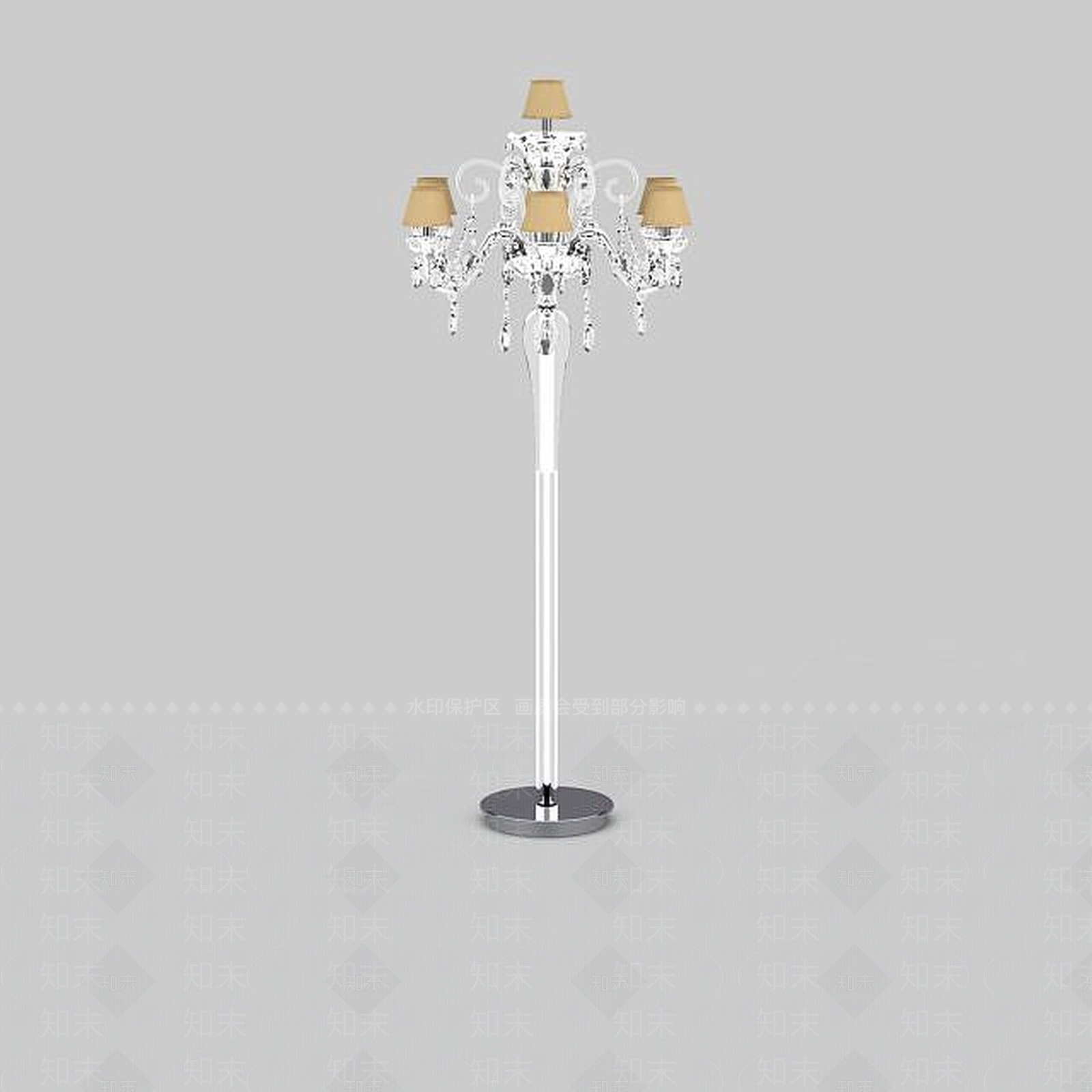 欧式古典欧式水晶落地灯3D模型下载【ID:1198471309】
