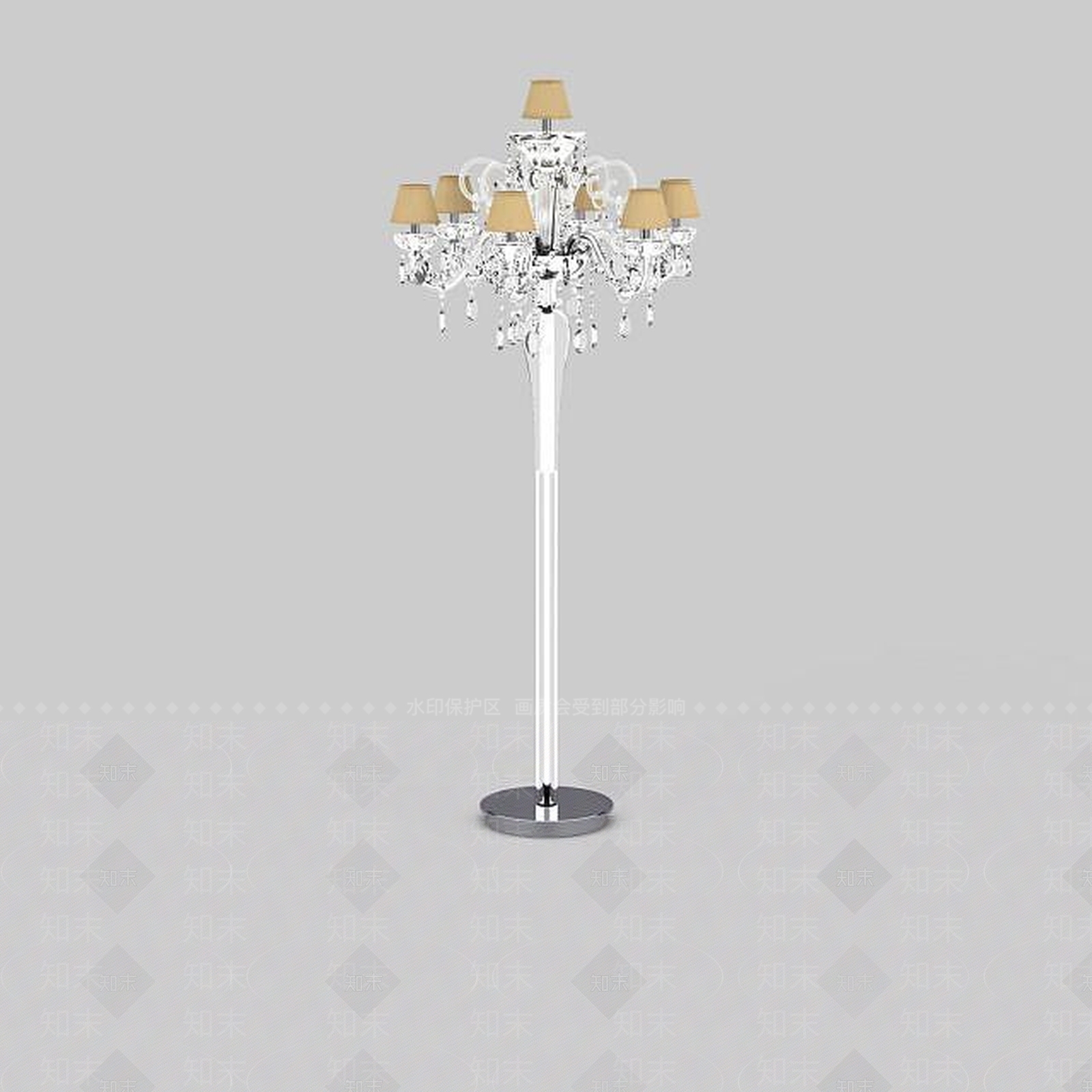 欧式古典欧式水晶落地灯3D模型下载【ID:1198471309】