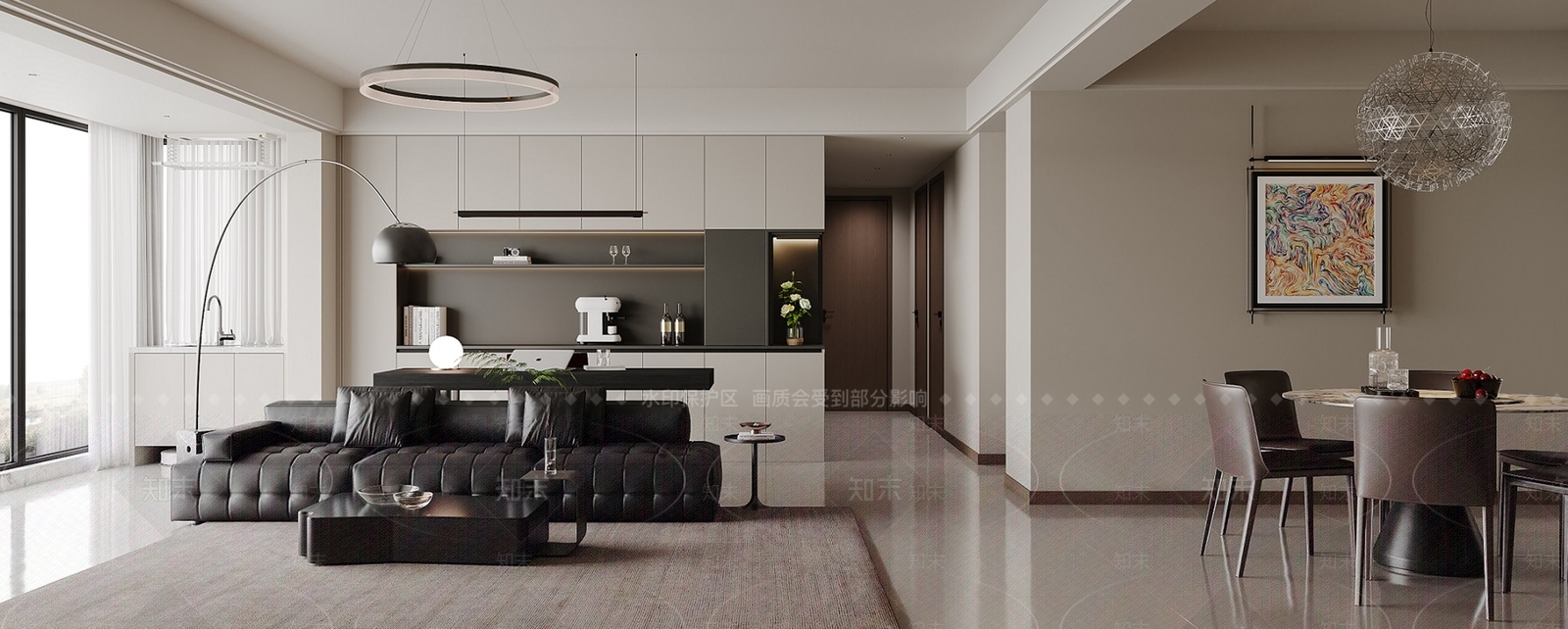 现代简约客餐厅3D模型下载【ID:1198479775】