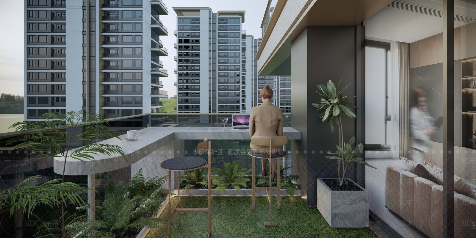 现代屋顶花园SU模型下载【ID:1198481987】