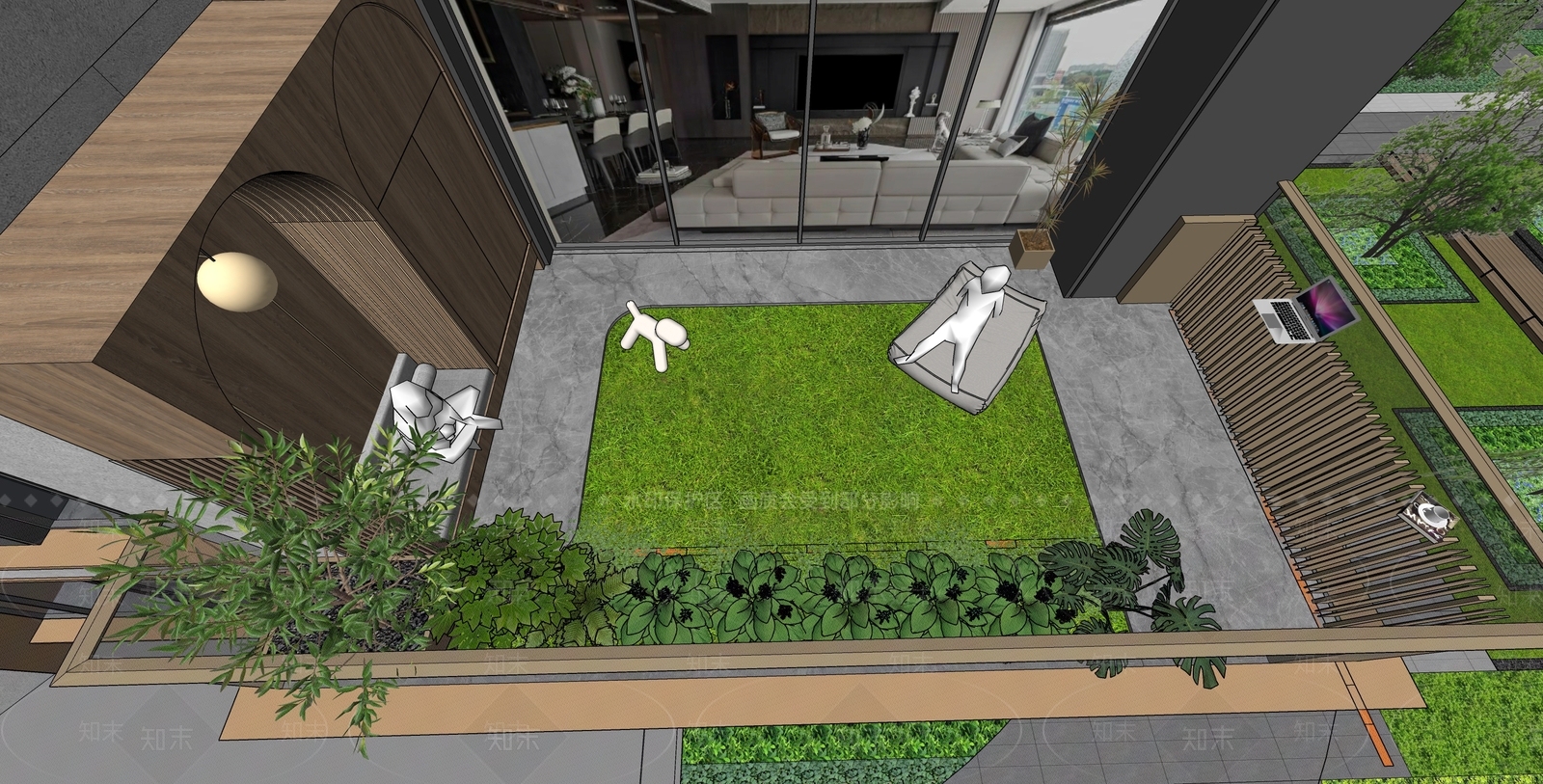 现代屋顶花园SU模型下载【ID:1198482170】