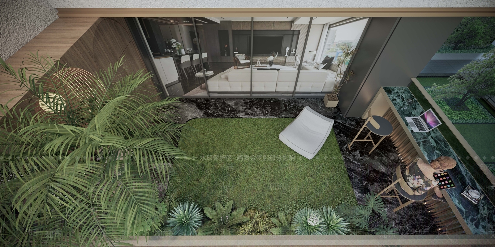 现代屋顶花园SU模型下载【ID:1198482170】