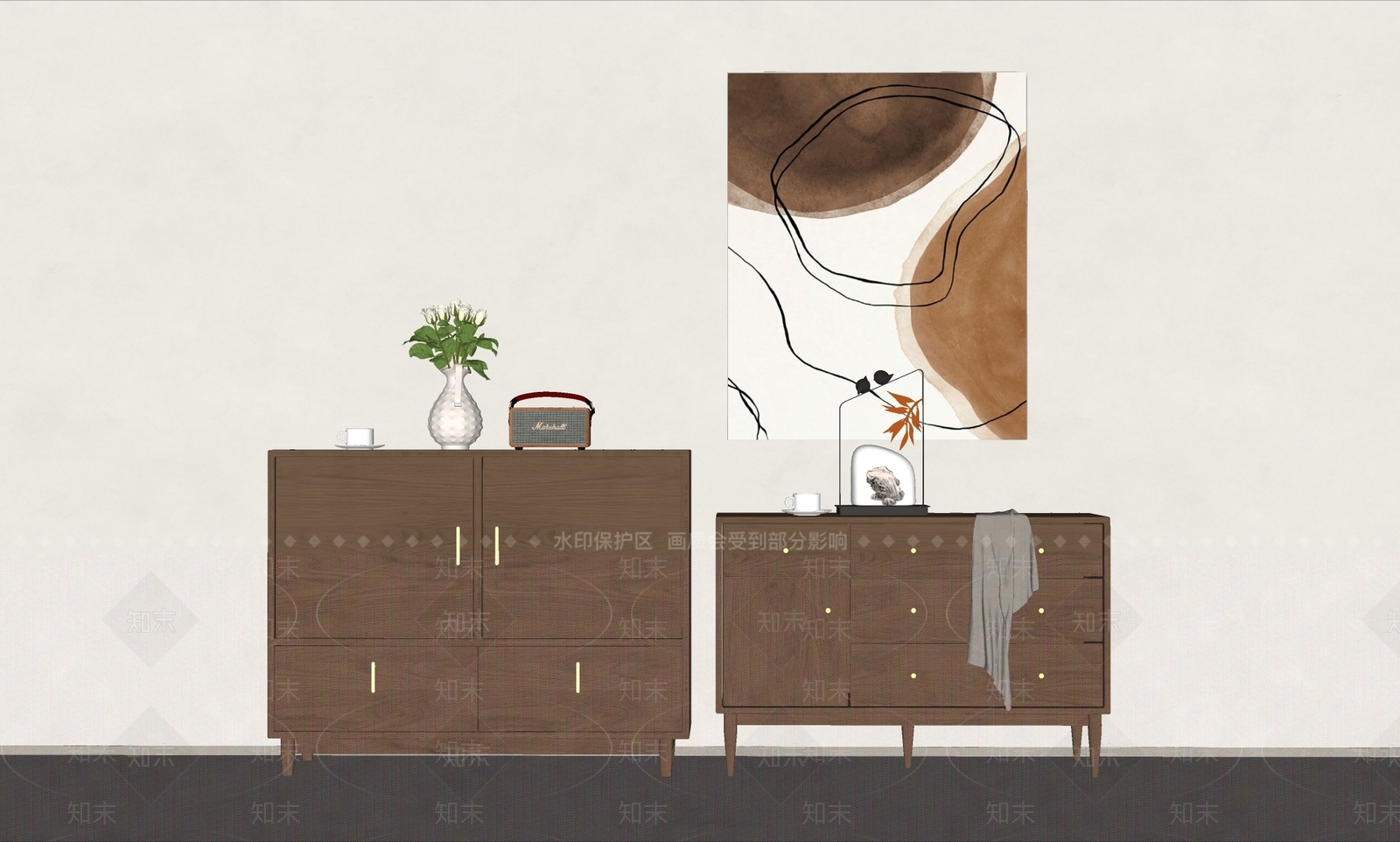 现代新中式玄关柜SU模型下载【ID:1198484540】