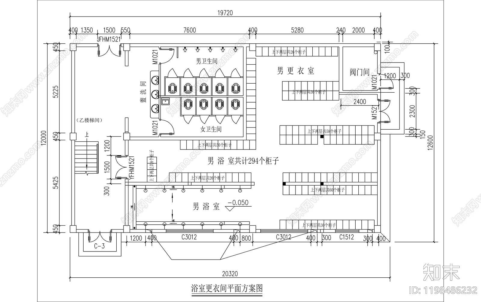 现代极简洗浴中心施工图下载【ID:1198486232】