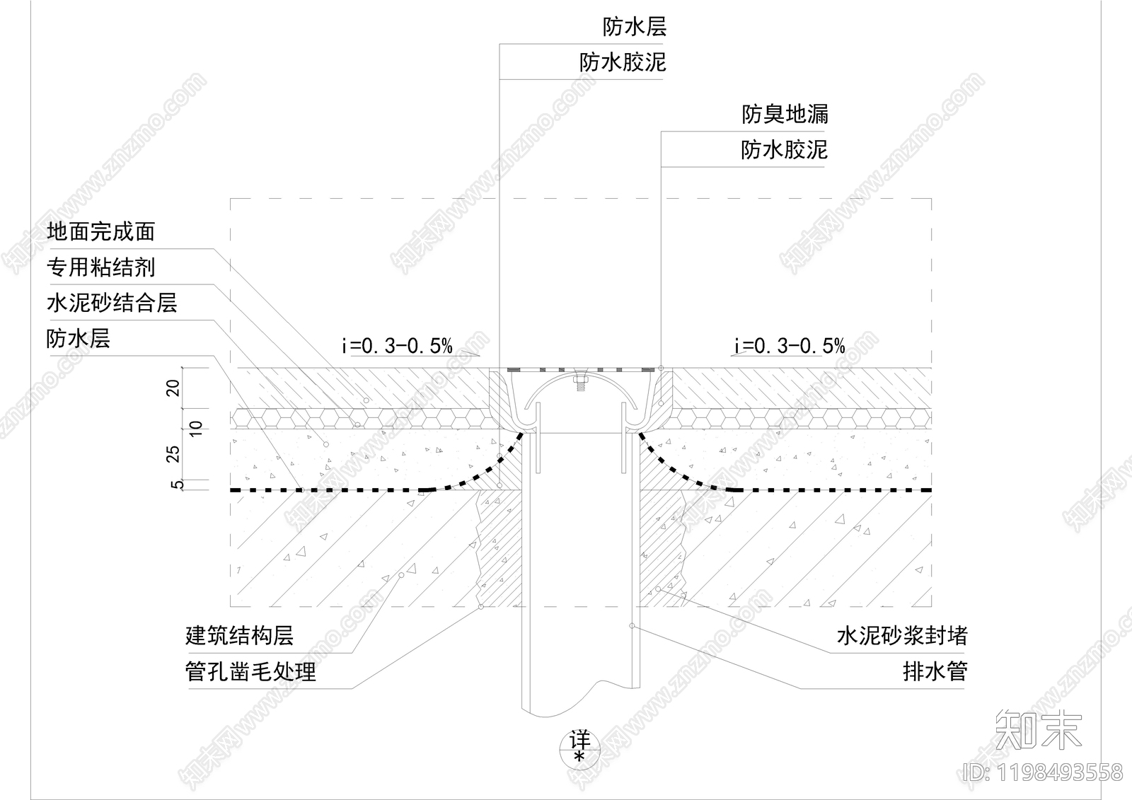 地漏节点施工图下载【ID:1198493558】