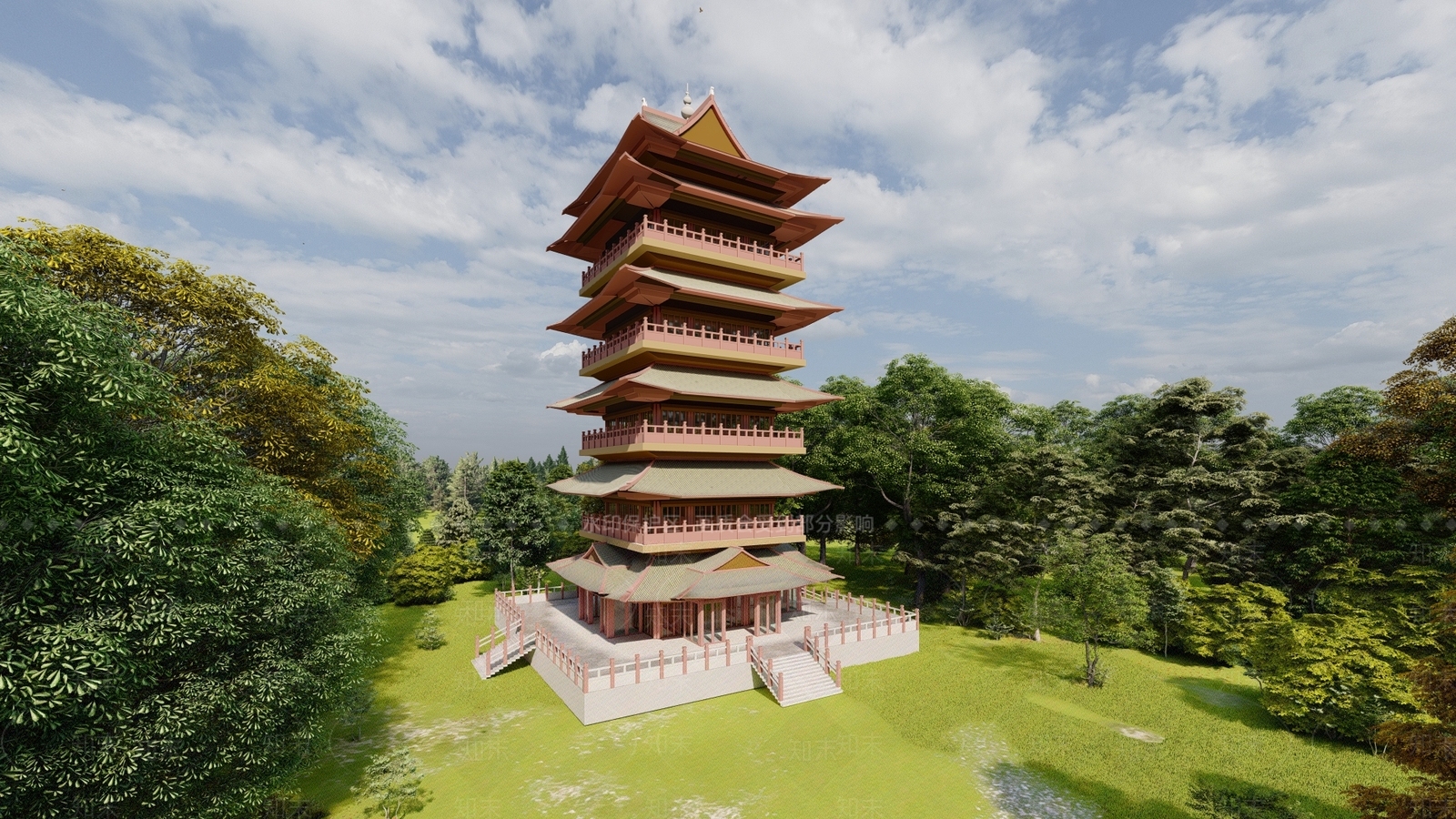 中式古建筑SU模型下载【ID:1198496709】