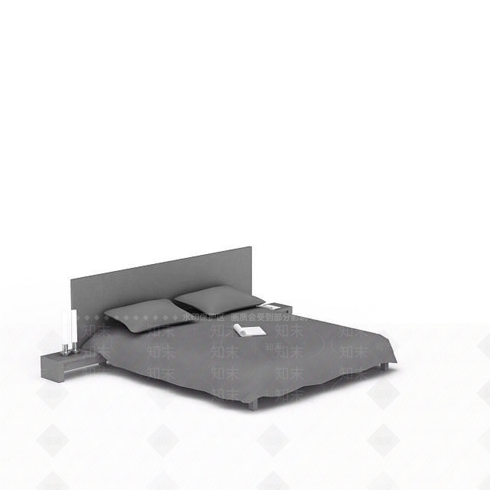 现代双人床3D模型下载【ID:1199761542】