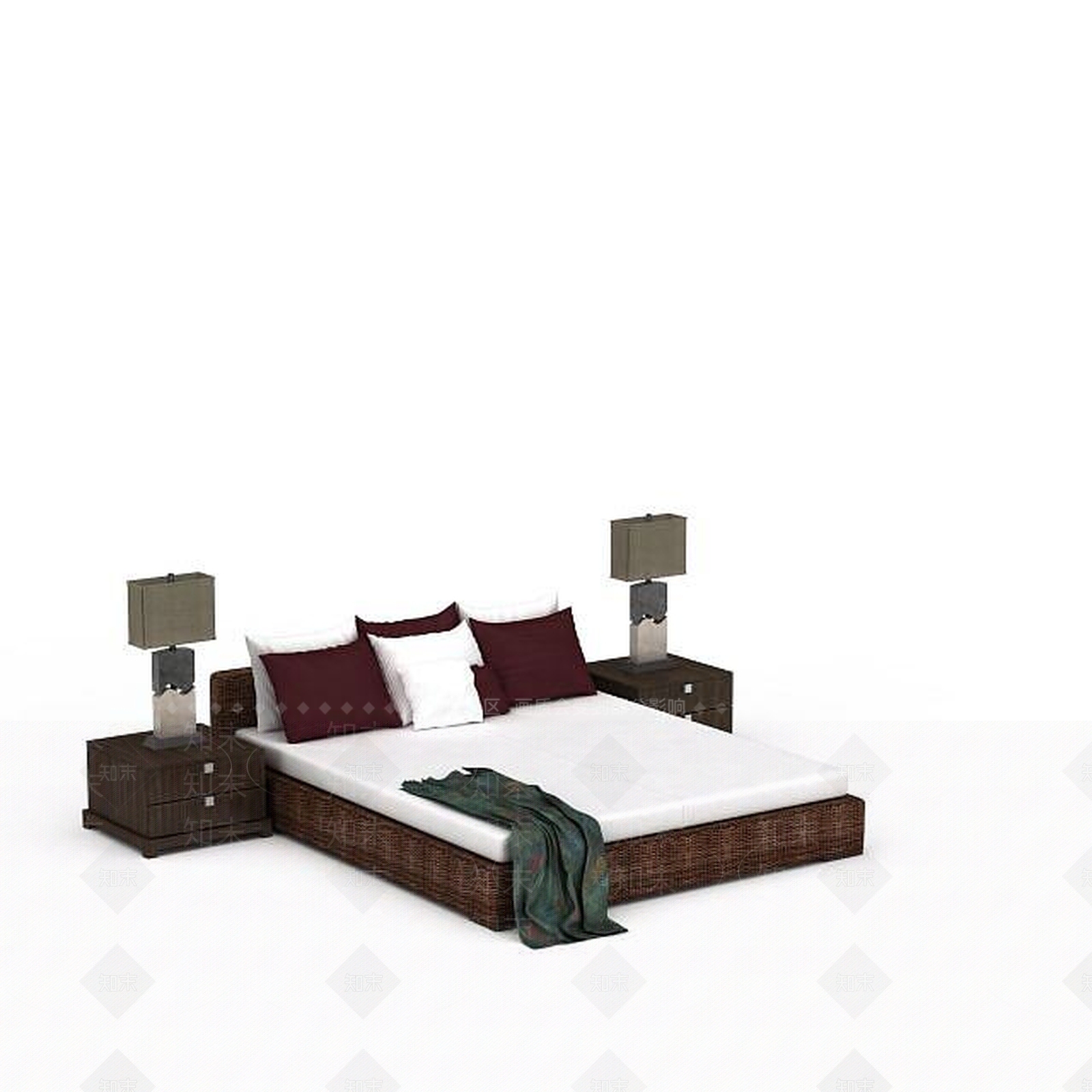 现代双人床3D模型下载【ID:1198498737】
