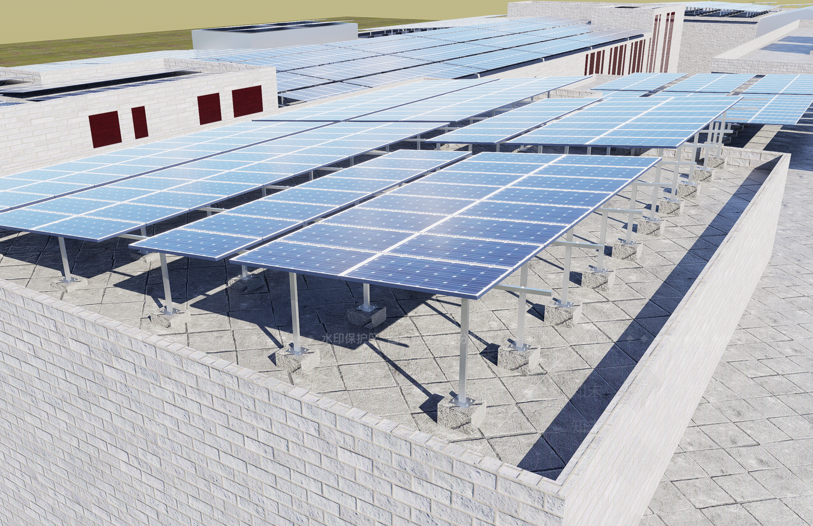 现代工业太阳能屋面SU模型下载【ID:1198499861】