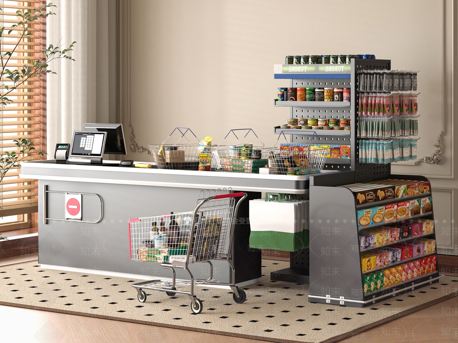 现代收银台3D模型下载【ID:1198504406】