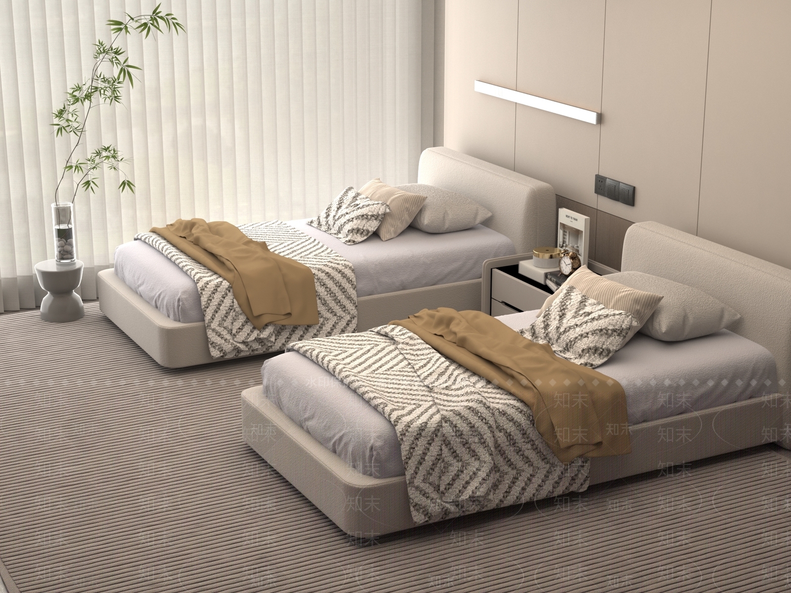 单人床3D模型下载【ID:1198507015】