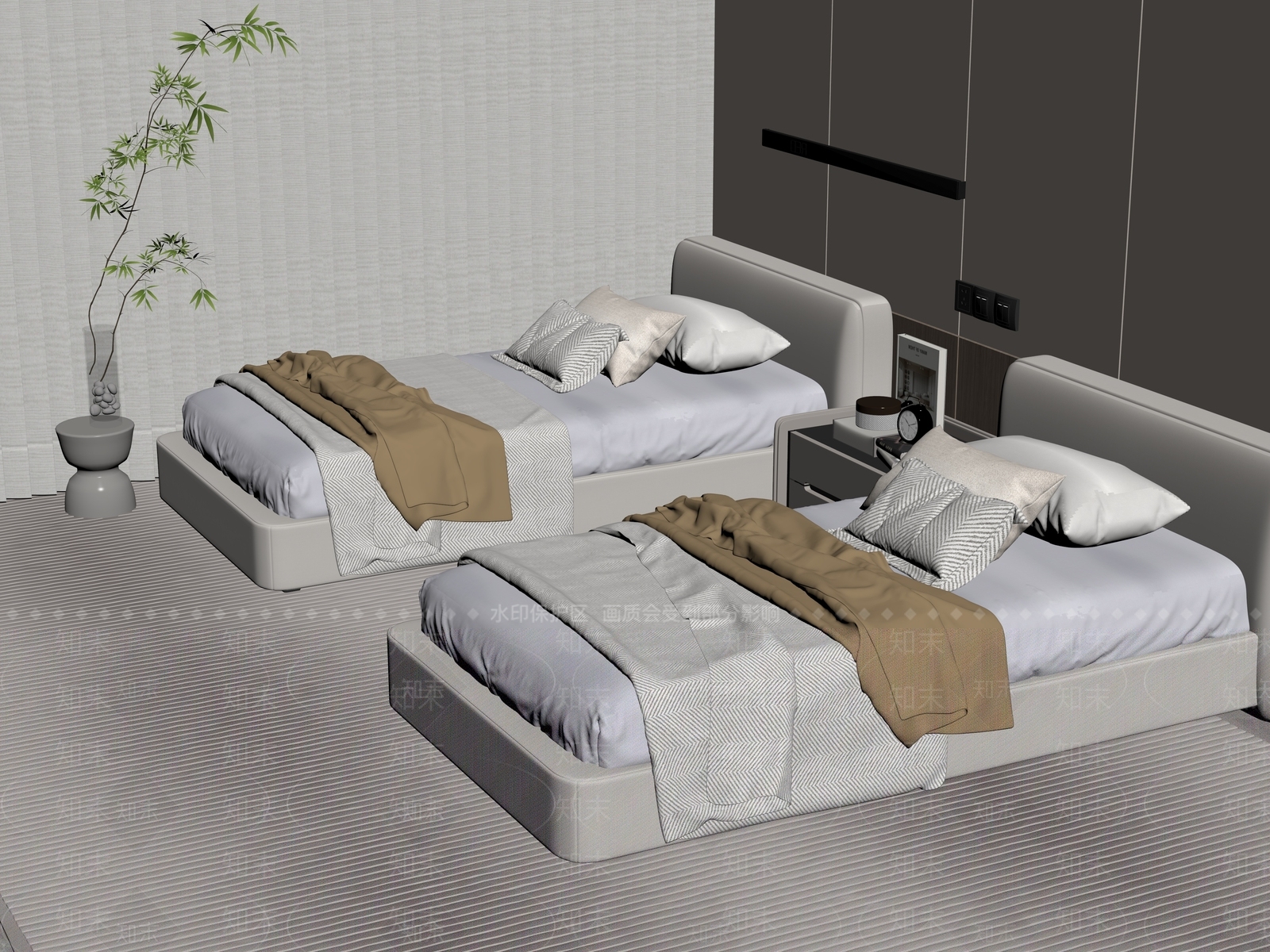 单人床SU模型下载【ID:1198508455】