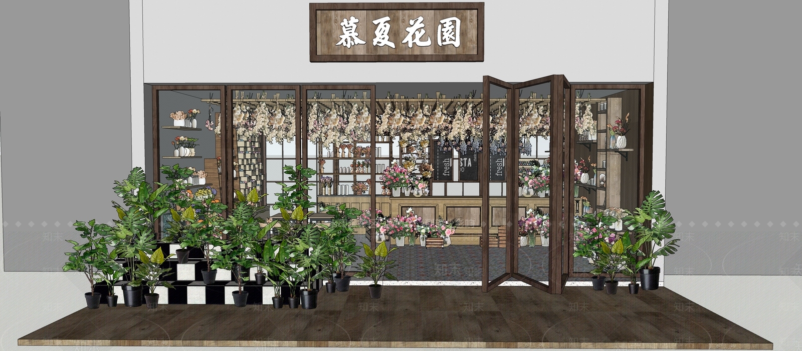 现代花店SU模型下载【ID:1198518236】