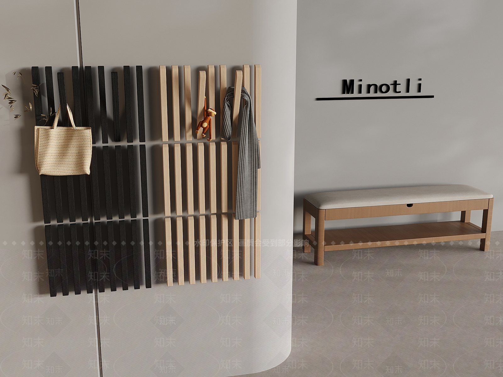 意式北欧换鞋凳3D模型下载【ID:1198519937】