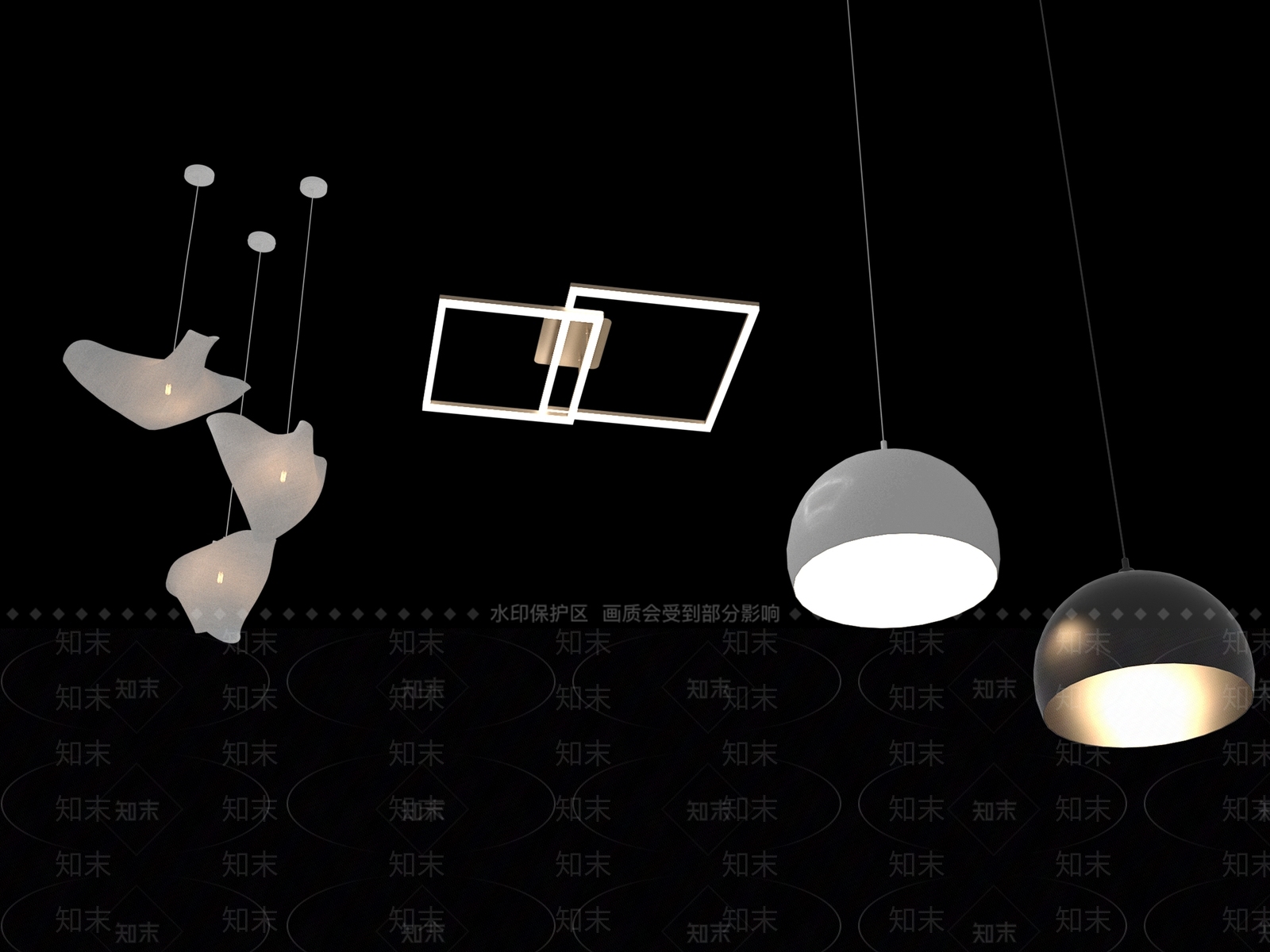 现代吊灯SU模型下载【ID:1198520399】