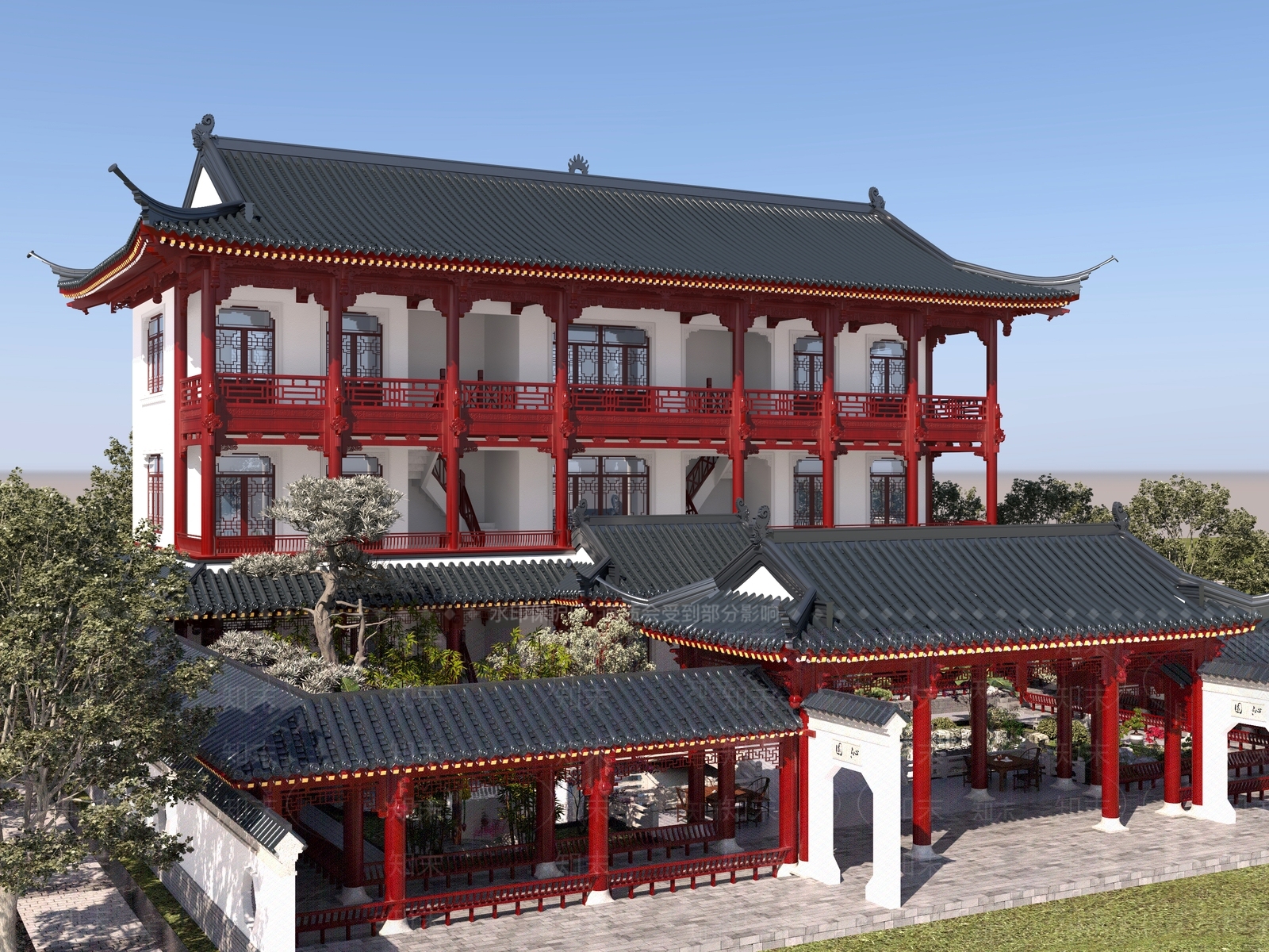 中式中古古建3D模型下载【ID:1198521813】