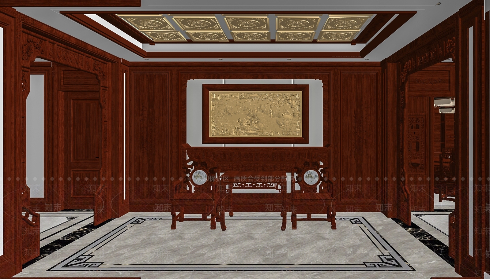 中式别墅客厅SU模型下载【ID:1198550564】