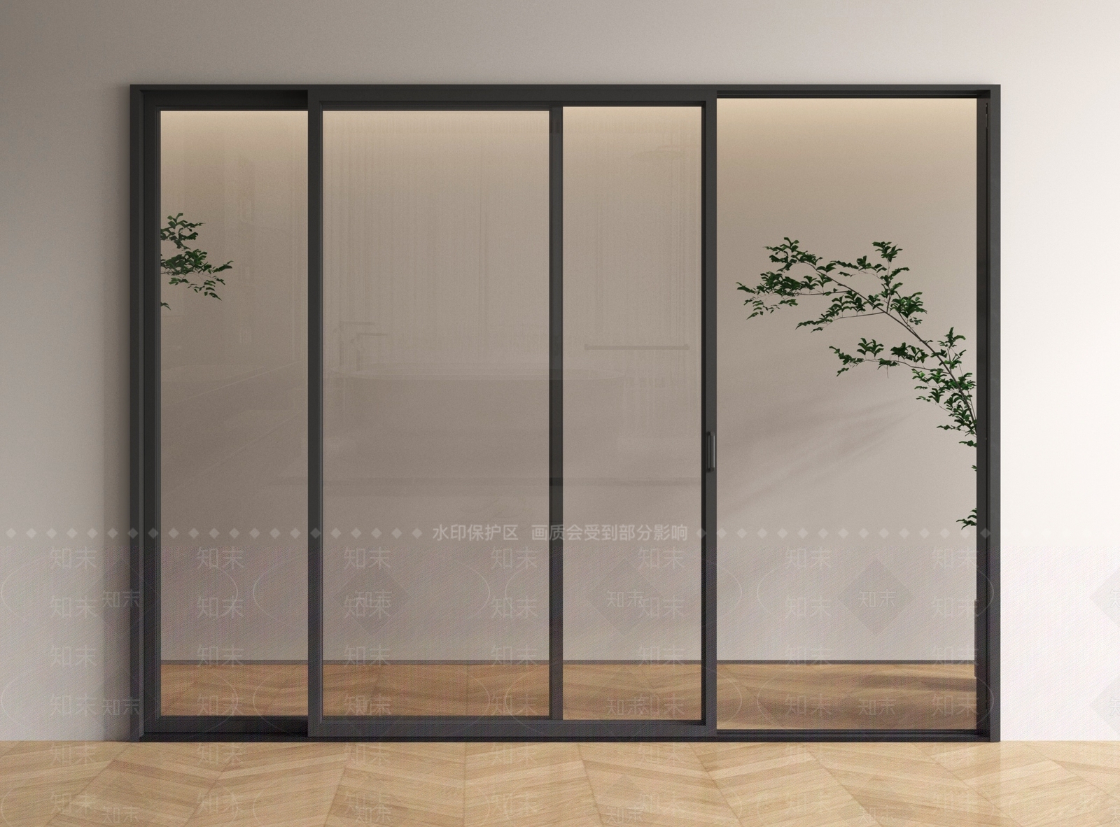 现代推拉门SU模型下载【ID:1198526981】