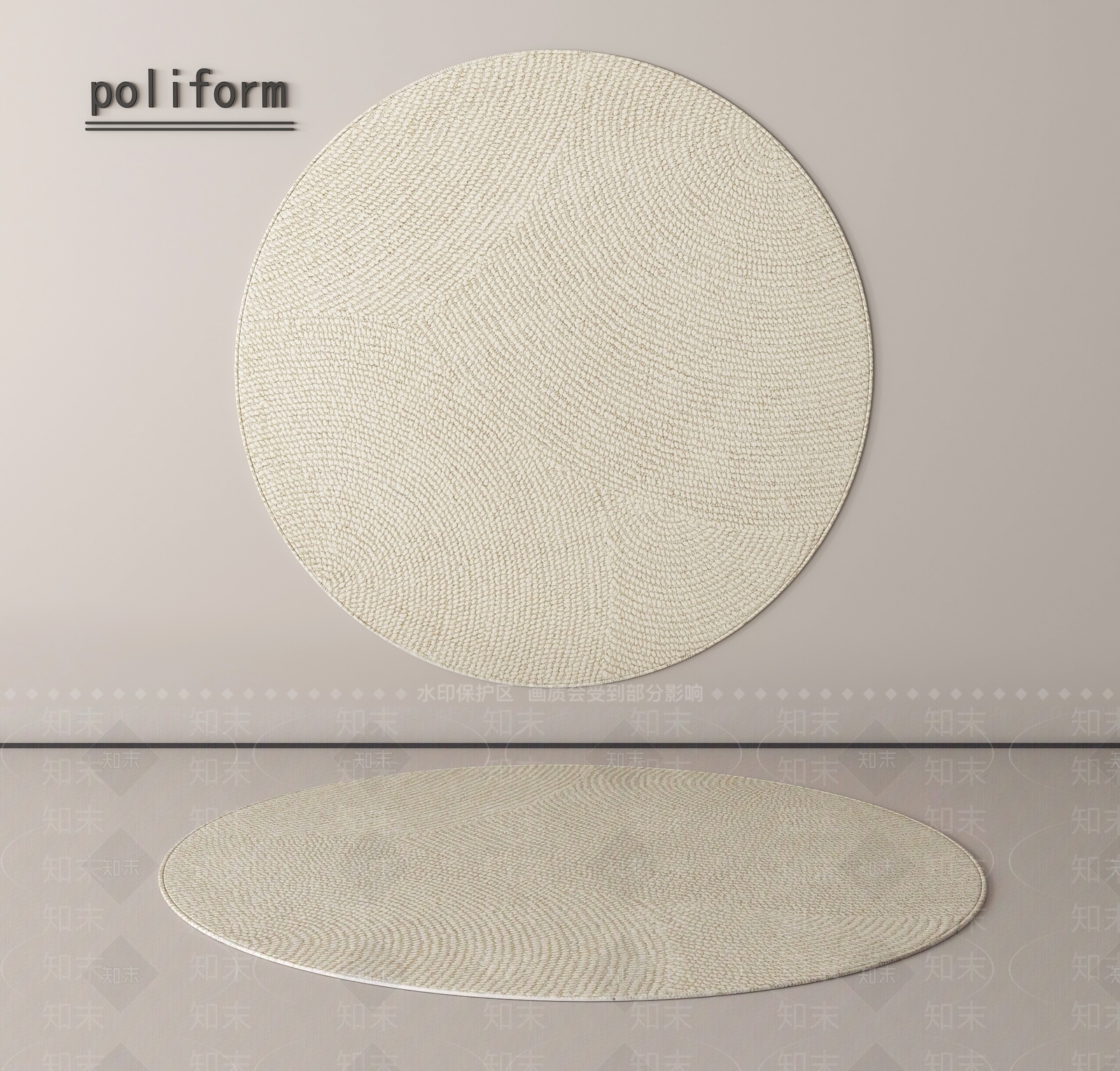 现代圆形地毯SU模型下载【ID:1198529817】