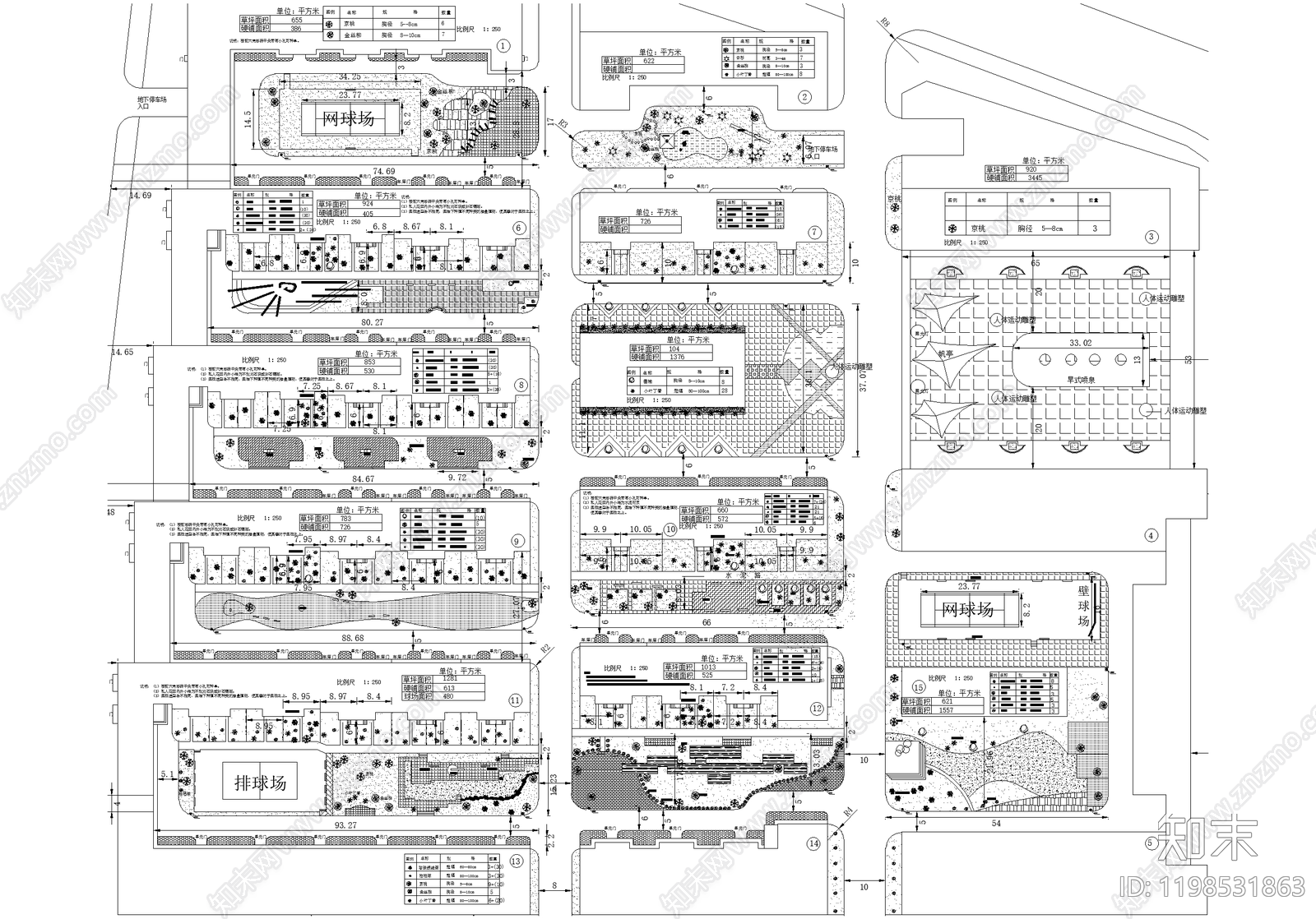 居住区景观cad施工图下载【ID:1198531863】