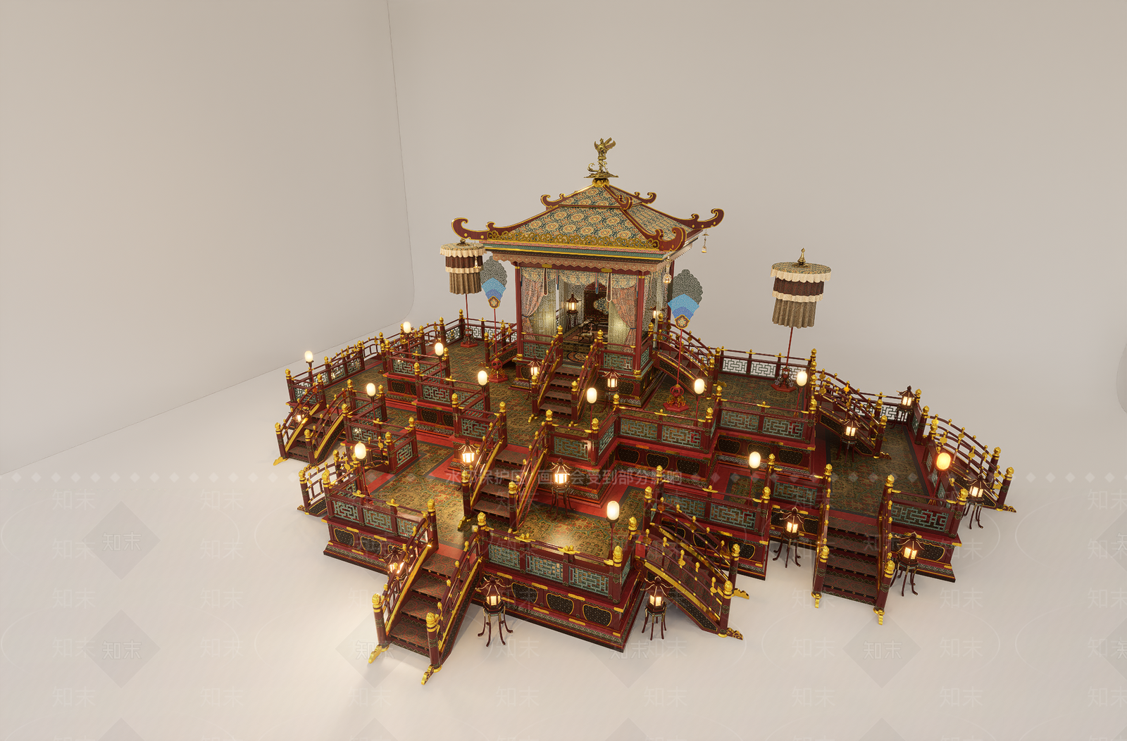新中式中式室内舞台SU模型下载【ID:1198535411】