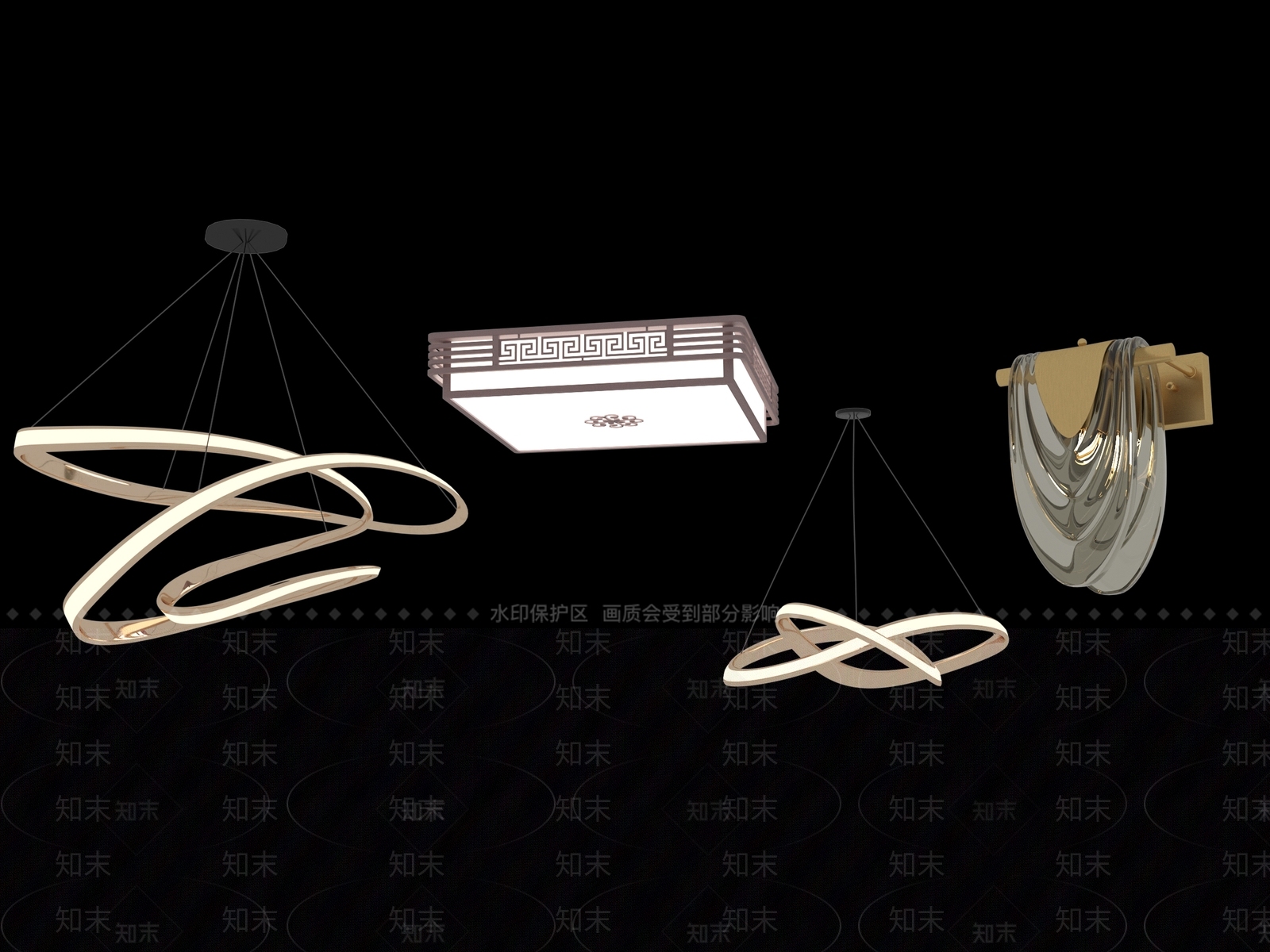 现代吊灯SU模型下载【ID:1198535682】