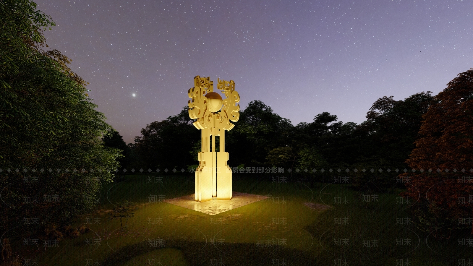 中式雕塑SU模型下载【ID:1198537339】