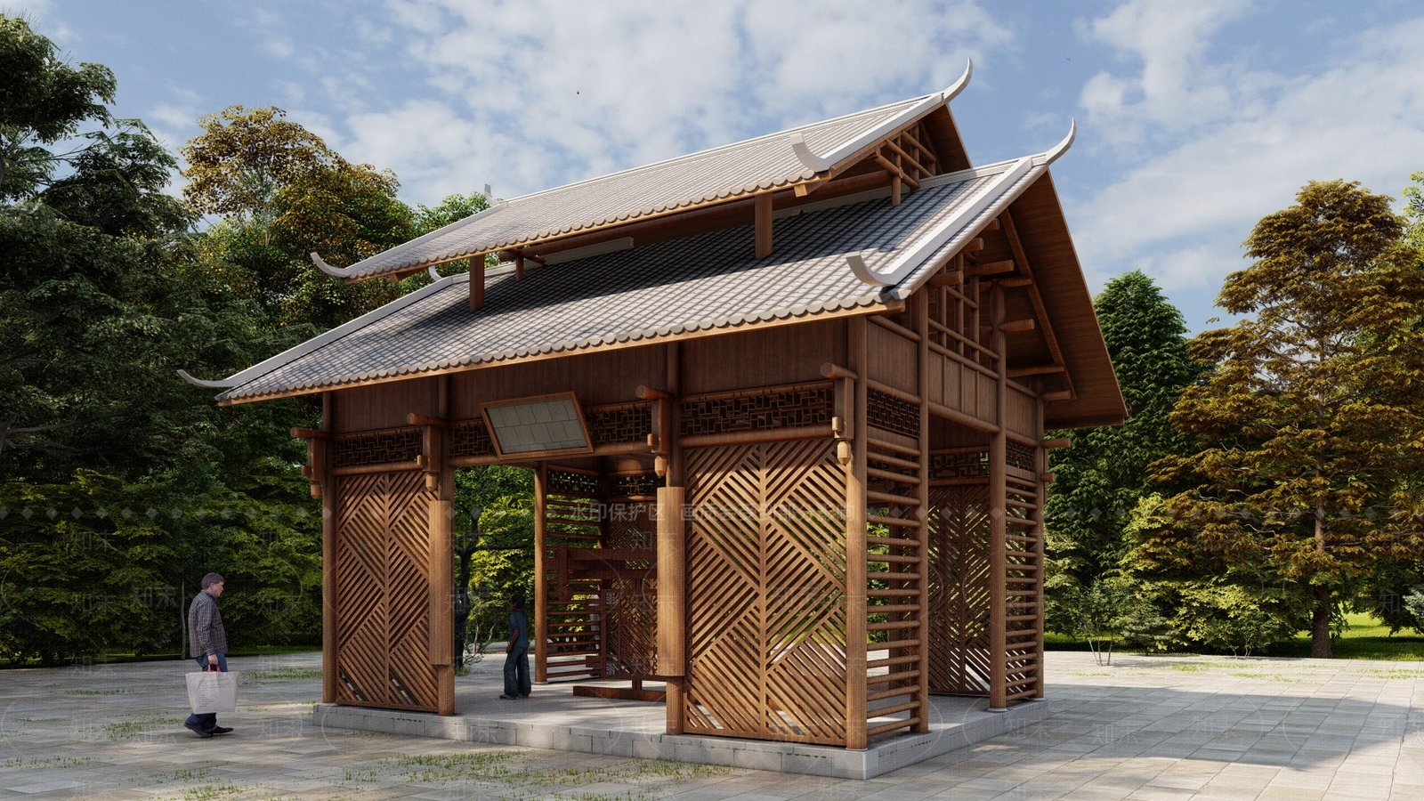 中式新中式其他景观小建筑SU模型下载【ID:1198540988】