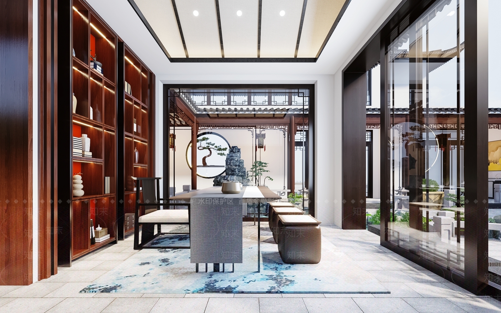 新中式茶室3D模型下载【ID:1198543821】