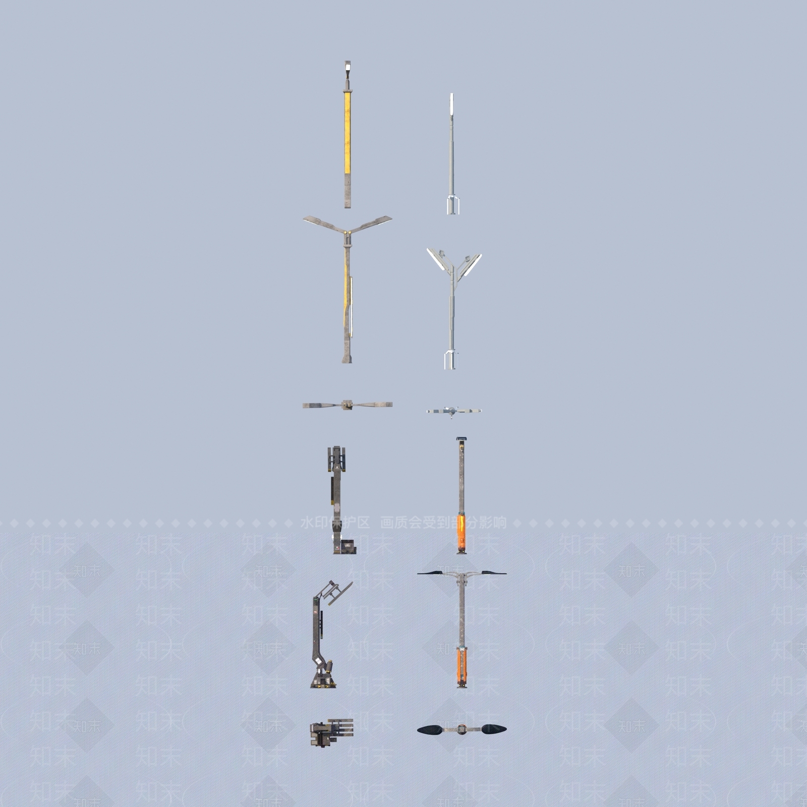 现代灯具组合3D模型下载【ID:1198545426】