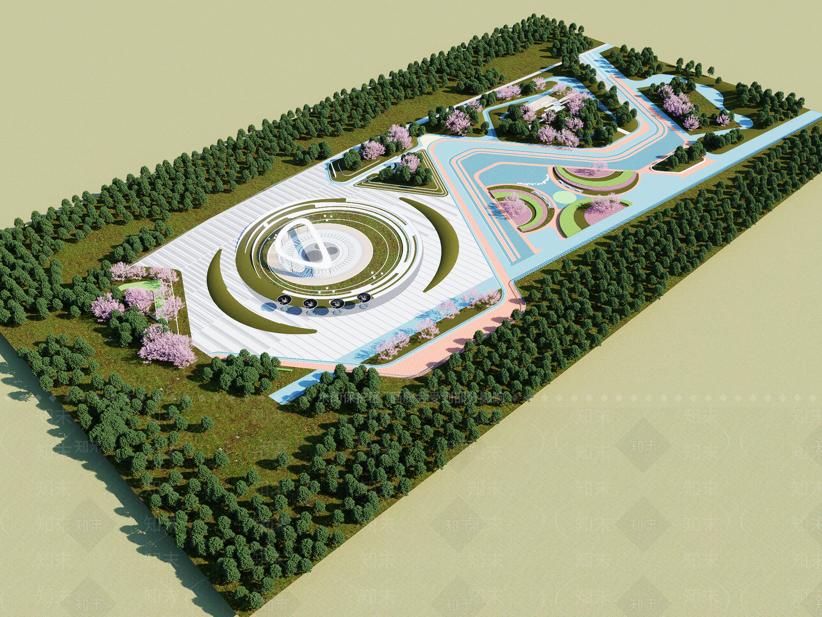 现代景观公园SU模型下载【ID:1198548404】