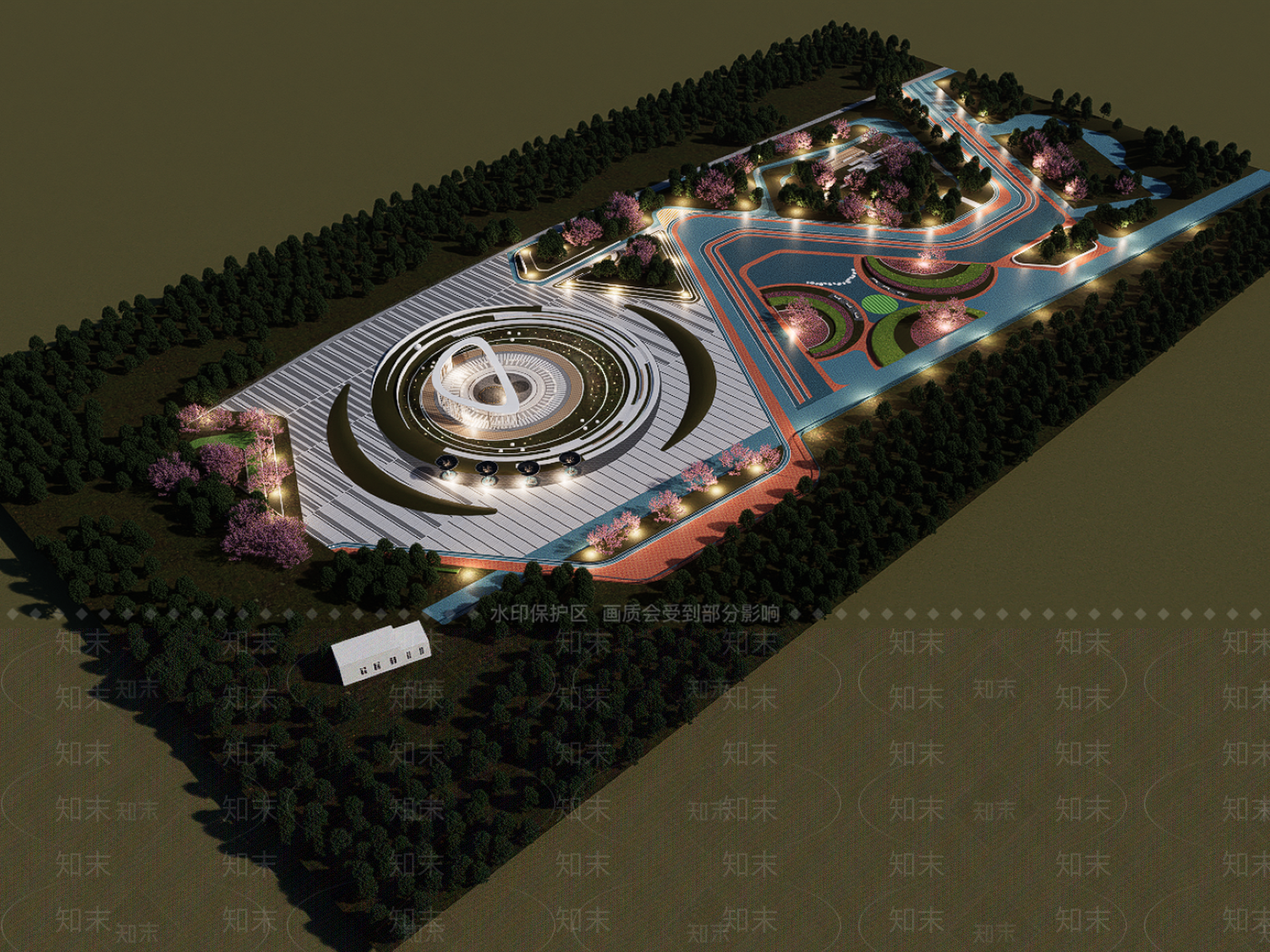 现代景观公园SU模型下载【ID:1198548404】