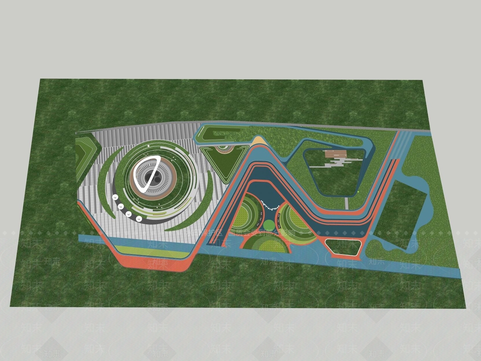 现代景观公园SU模型下载【ID:1198548404】