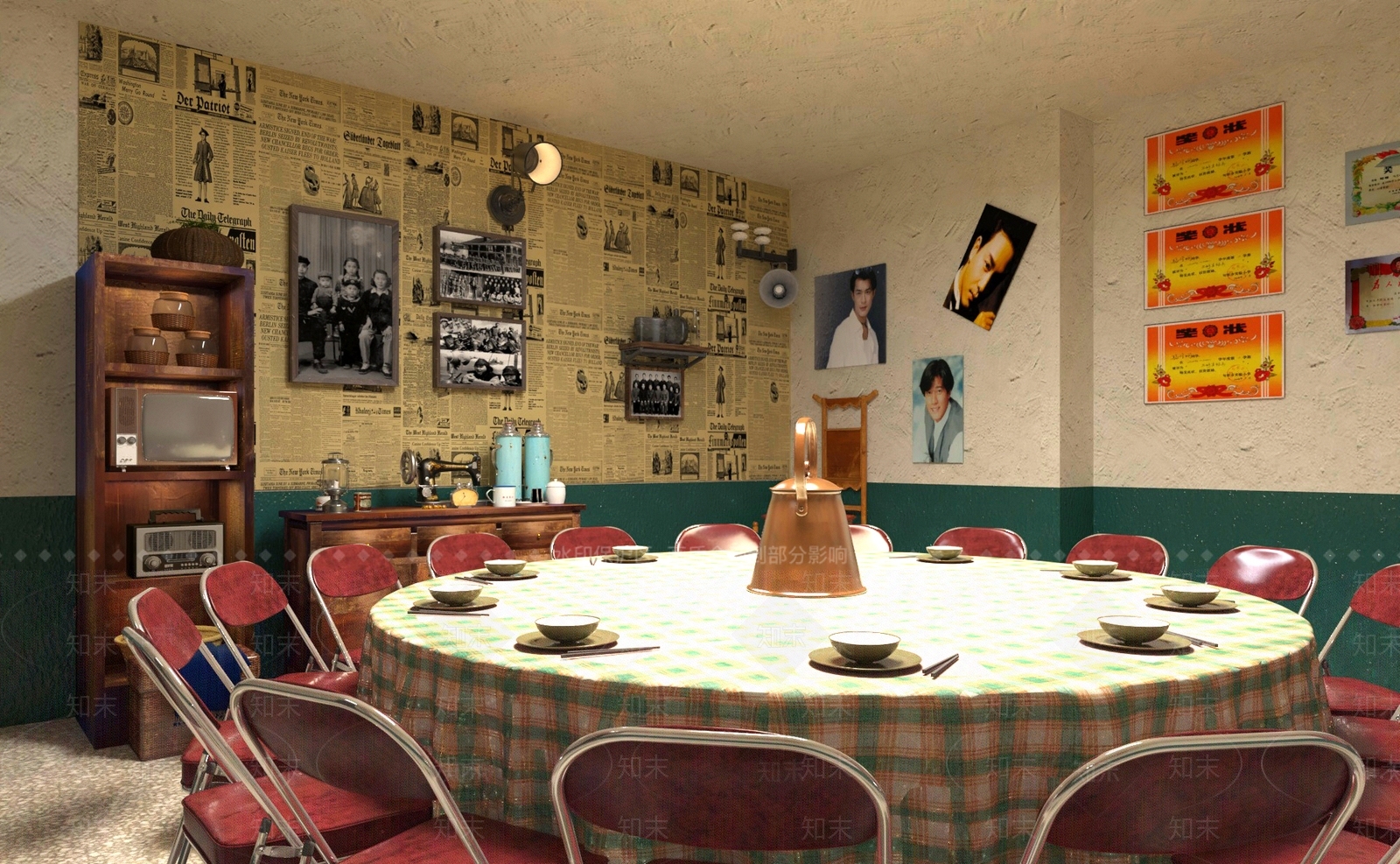 复古家居客厅3D模型下载【ID:1198548621】