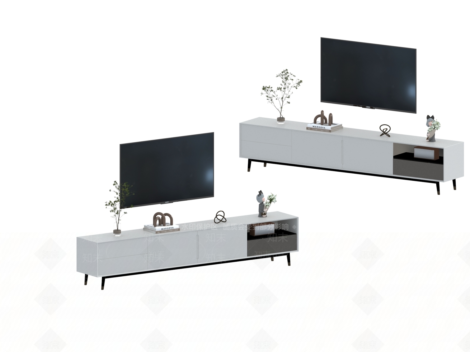 现代电视柜3D模型下载【ID:1198552698】