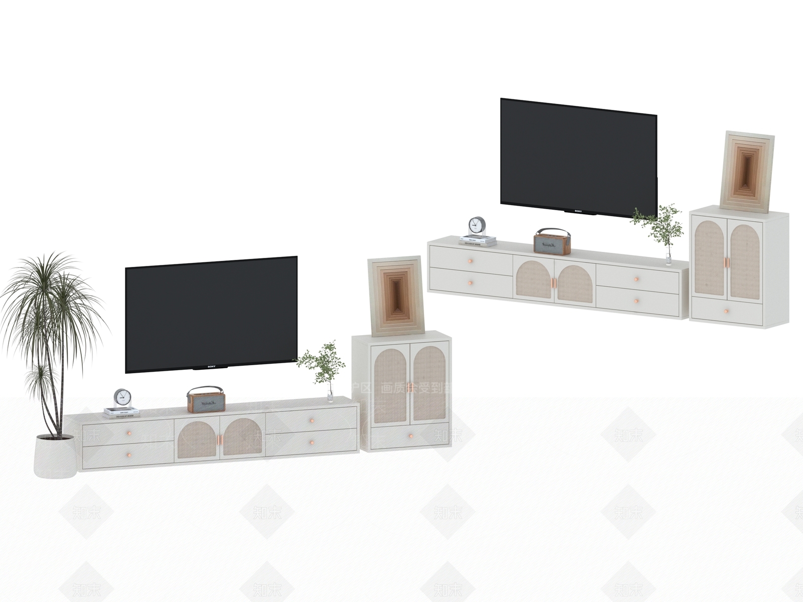 现代电视柜3D模型下载【ID:1198552984】