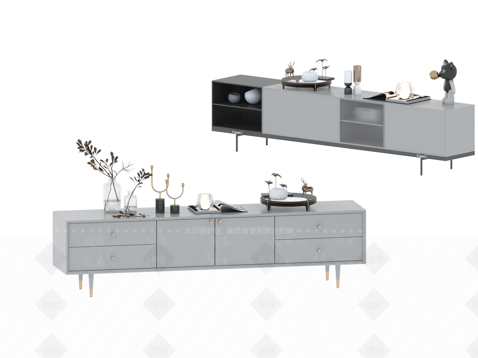 现代电视柜3D模型下载【ID:1198553959】