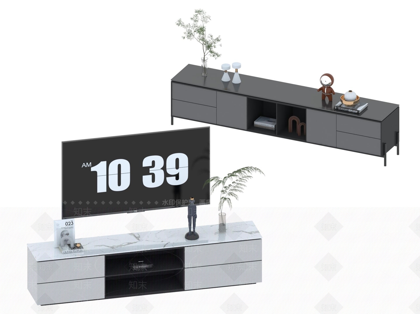 现代新中式电视柜3D模型下载【ID:1198554640】